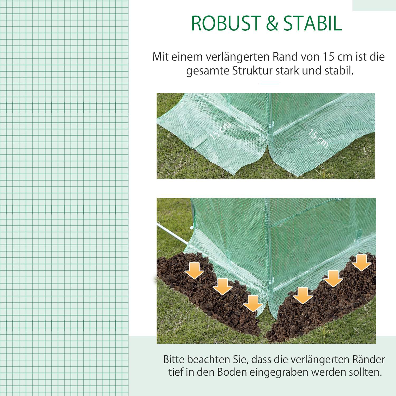 Trädgårdstunnelfilm i polyeten, 3x2x2m, 6 fönster