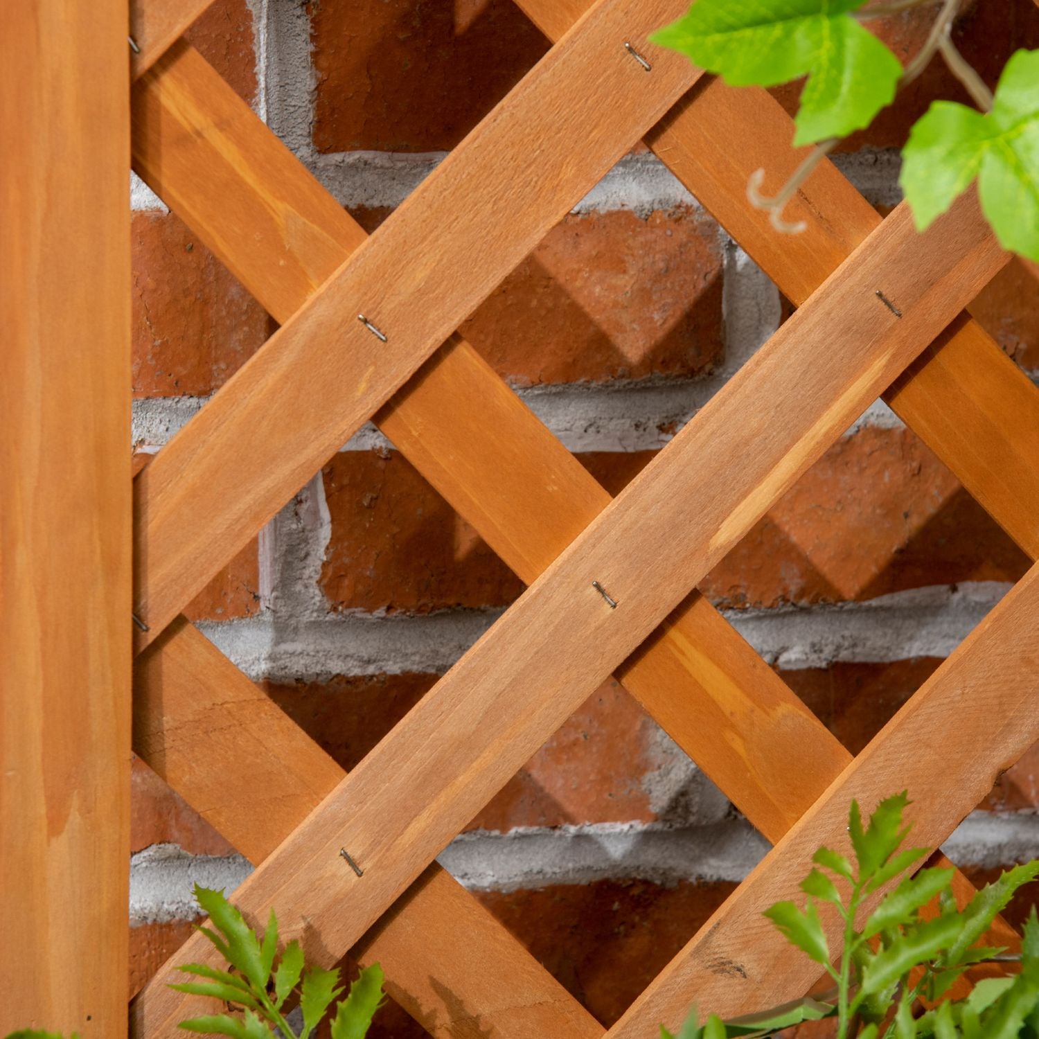 Trädgårdsväxtlåda med spaljé, naturligt trä, 32x32x108 cm