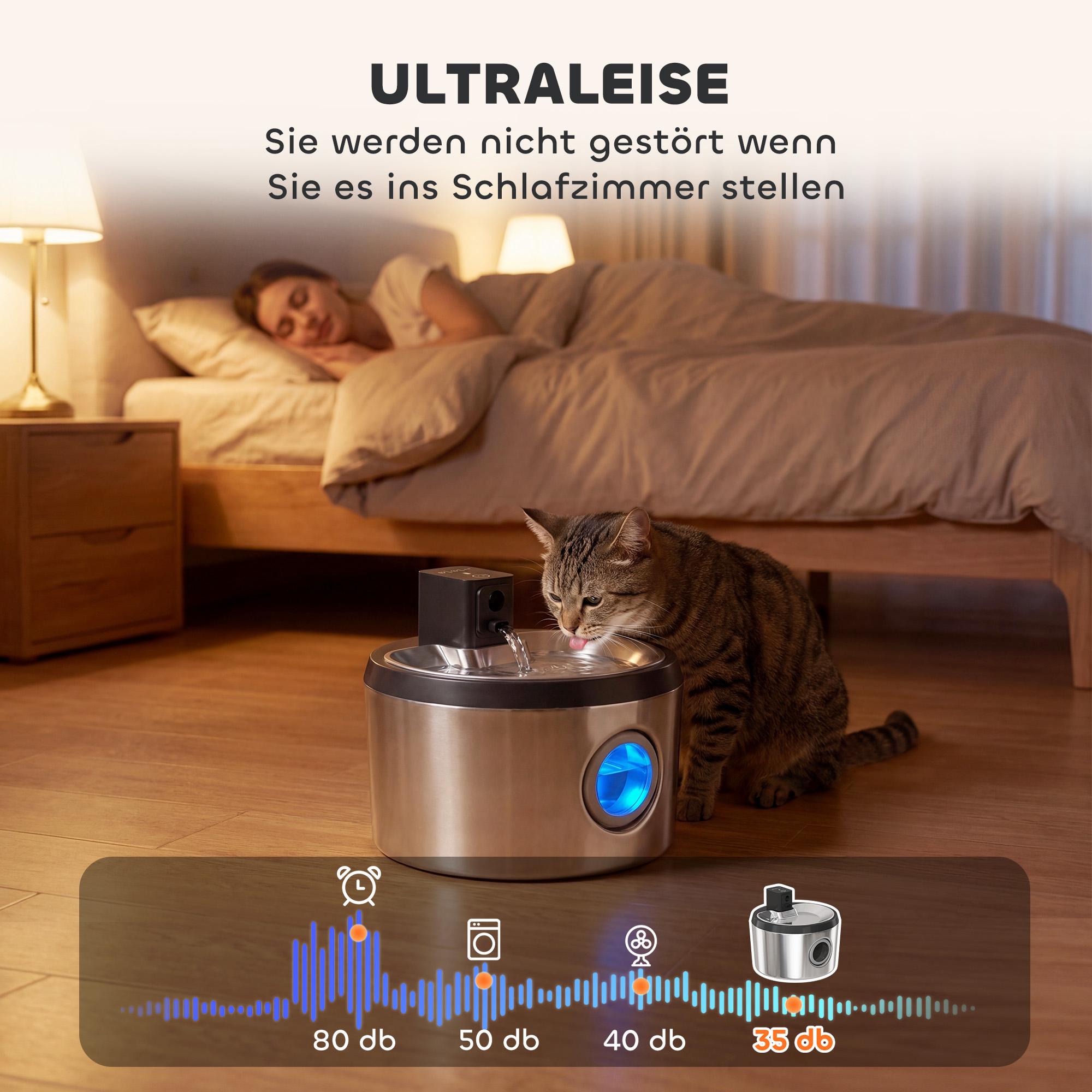 Trådlös kattfontän i rostfritt stål, 4 l, rörelsesensor