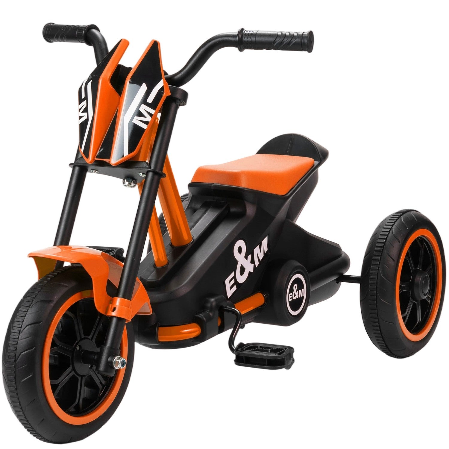 Trehjuling för småbarn med pedaler, stålram, orange, 18-36 månader