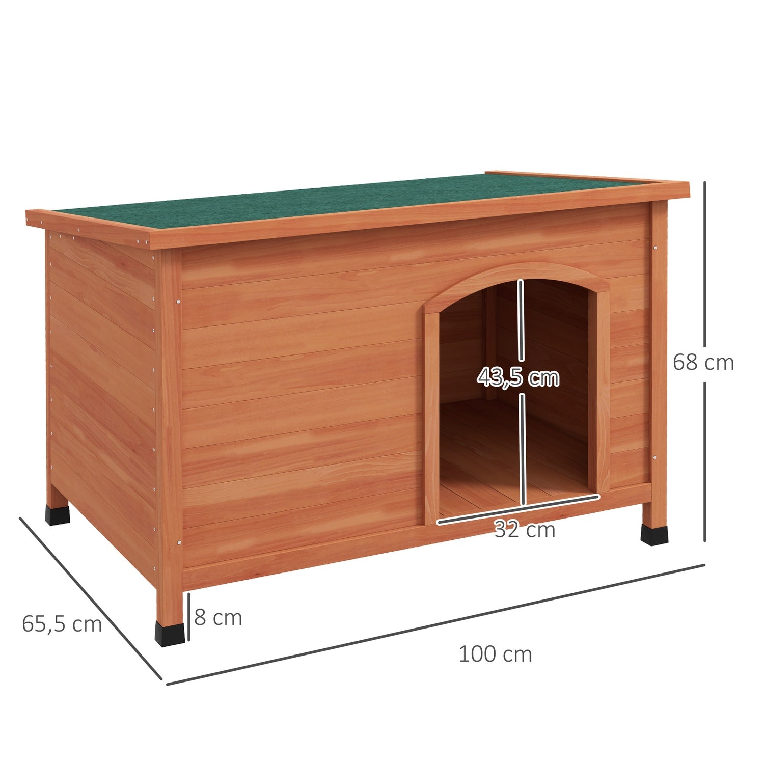 Hundkennel i trä, förhöjt, avtagbart golv, 100 cm