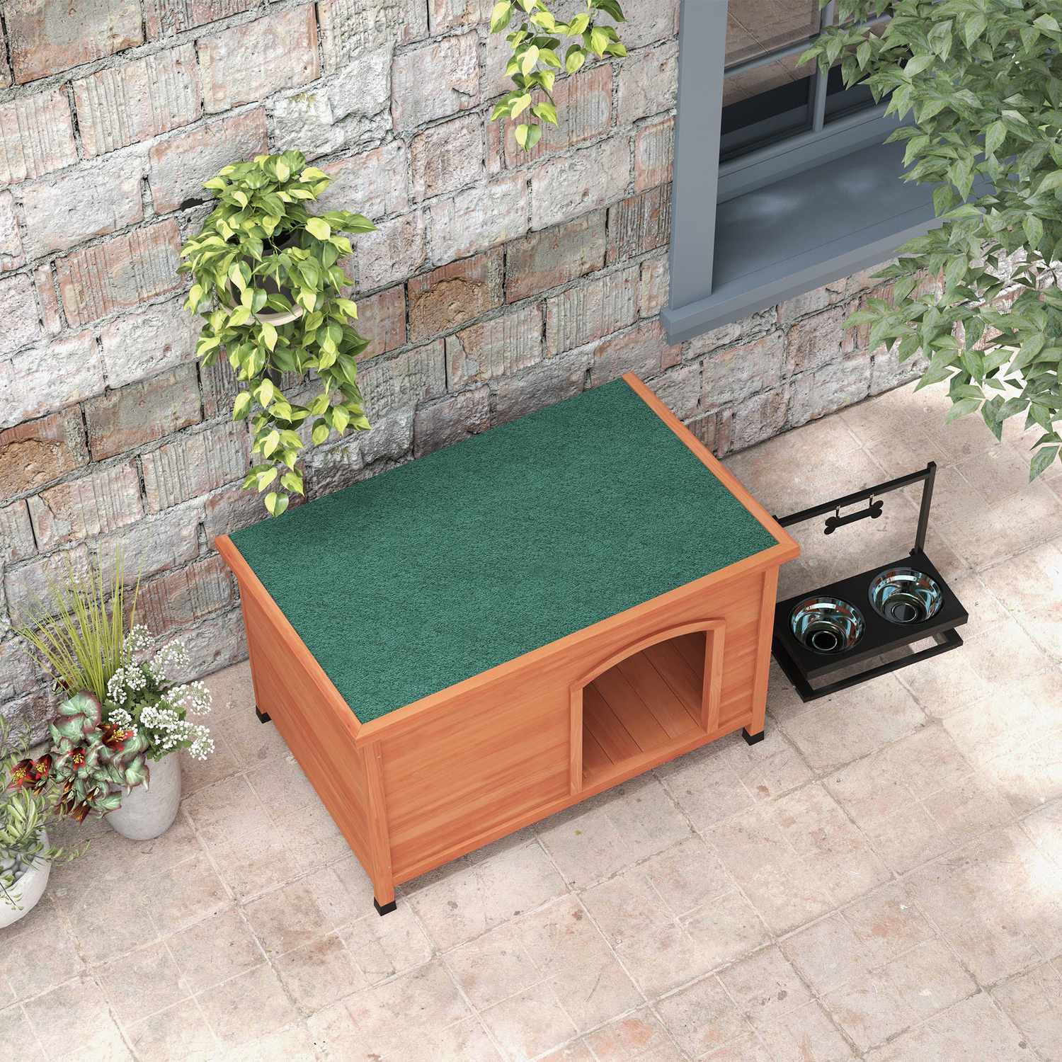 Hundkennel i trä, förhöjt, avtagbart golv, 100 cm