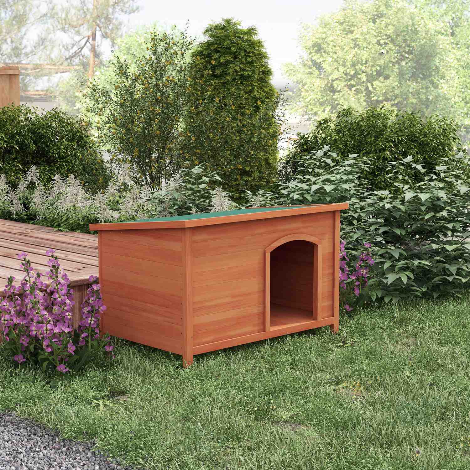Hundkennel i trä, förhöjt, avtagbart golv, 100 cm
