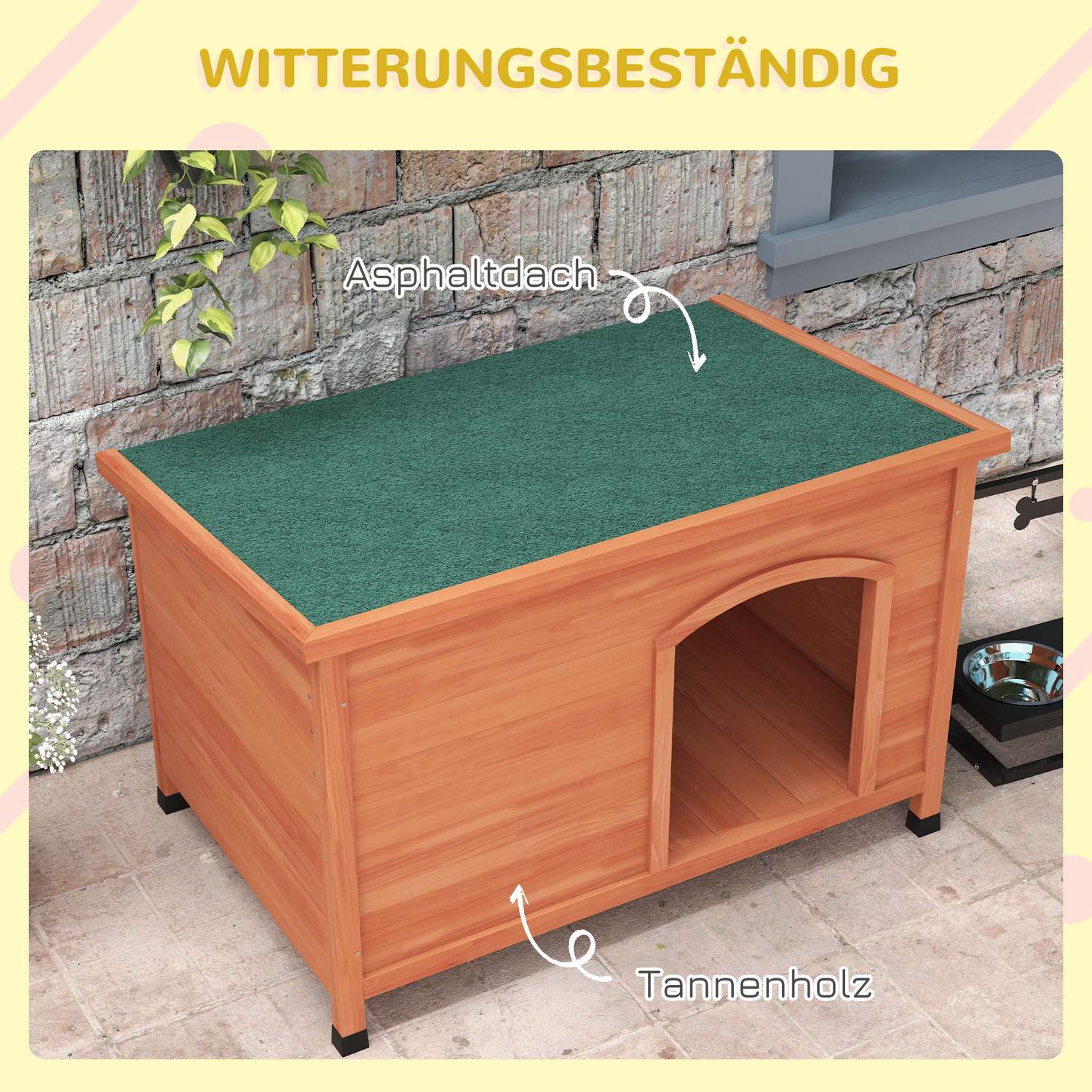 Hundkennel i trä, förhöjt, avtagbart golv, 100 cm