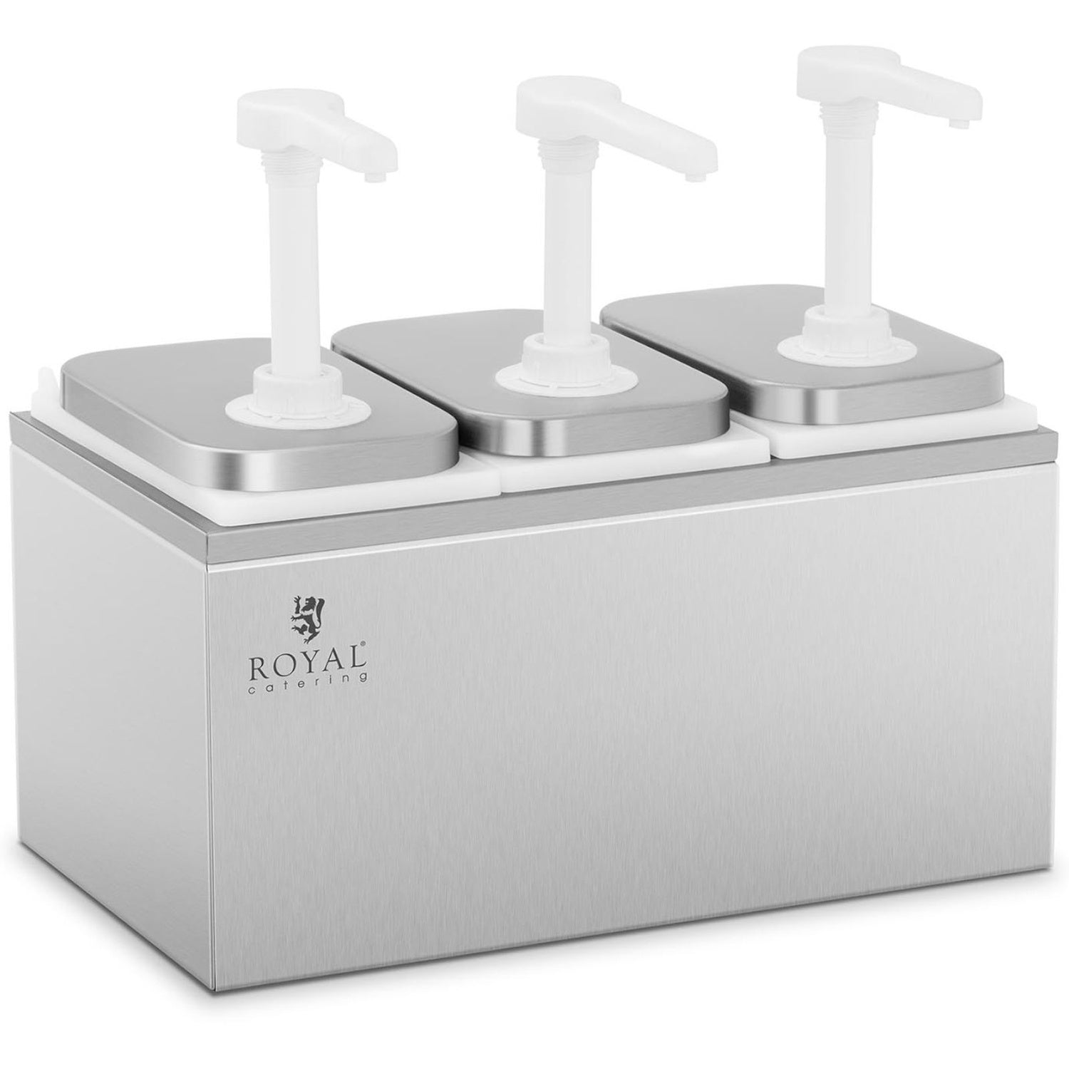 Trippel dispenser för såser med rostfri pump, 3 x 2 l