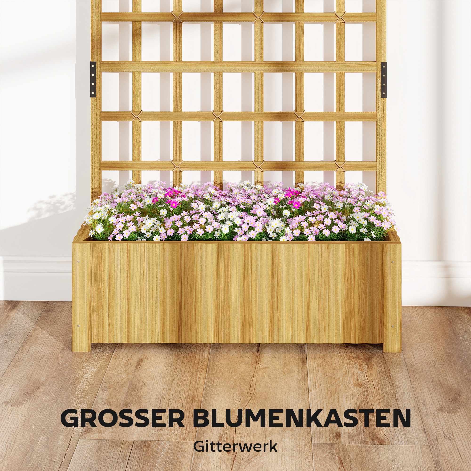 Trälåda med spaljé, dräneringshål, 90x30x180 cm