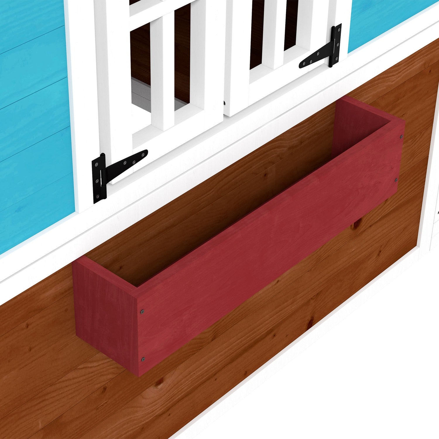 Trälekstuga – Utomhusnöje med fönster och växtlåda