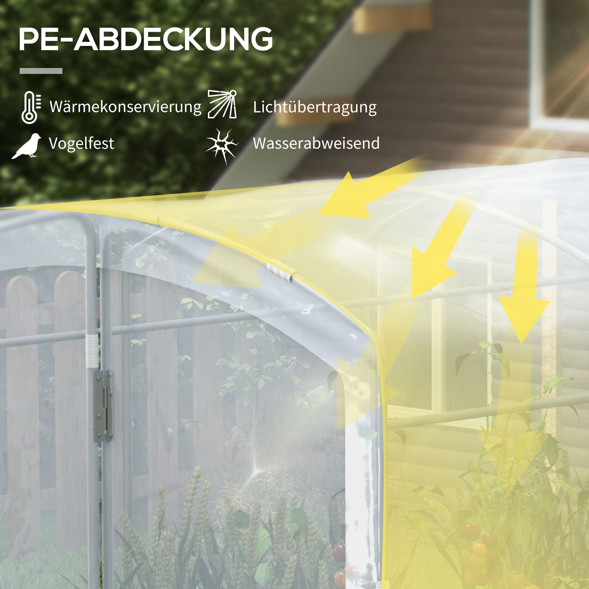 Tunnelväxthus för inträde, transparent lock, 3x2x2m