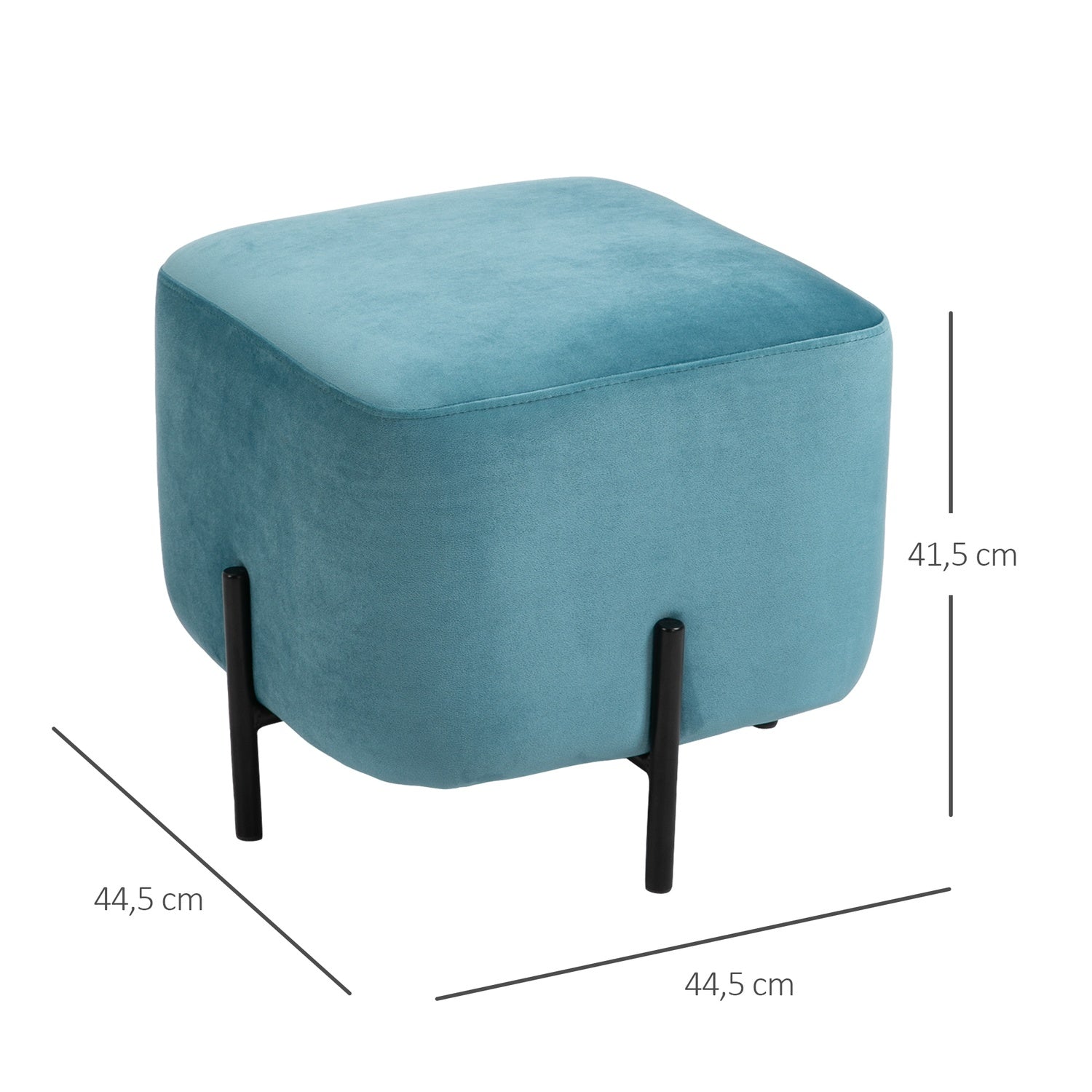 Turkos polyester fotpall med skumstoppning, 44,5 cm