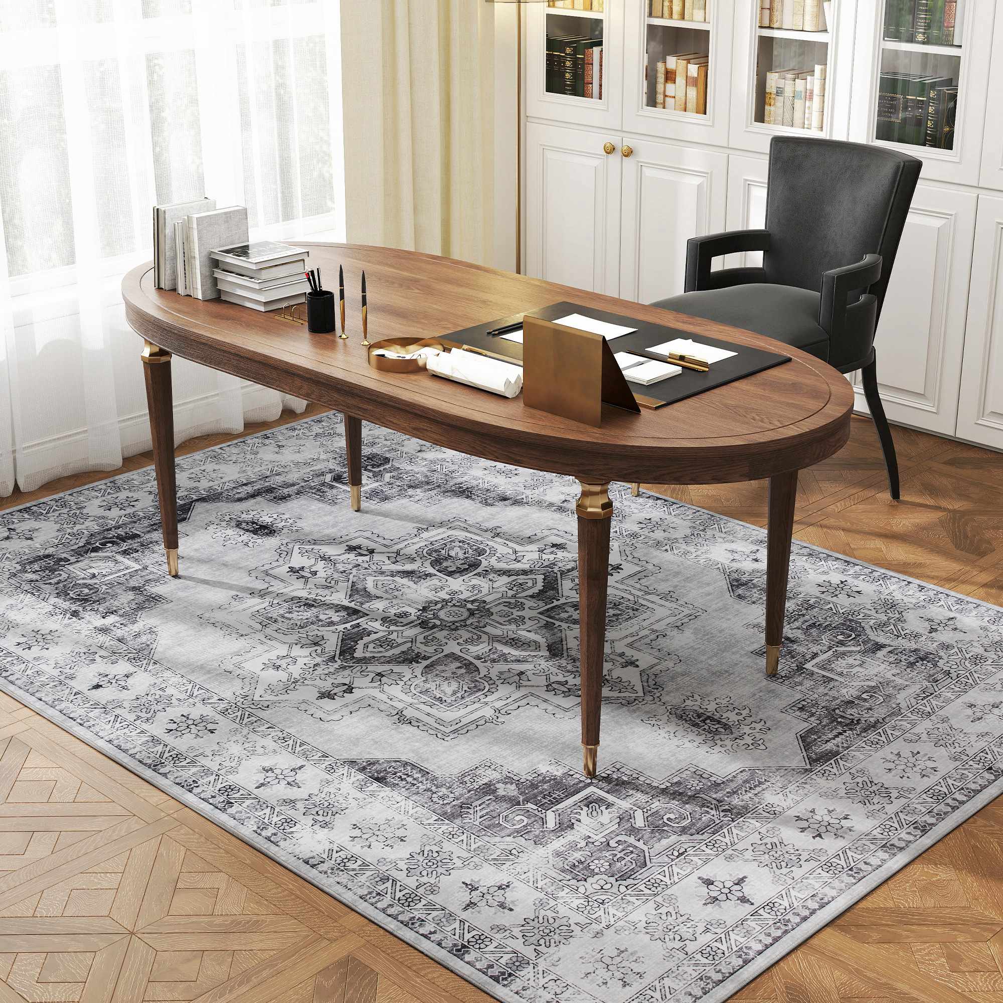 Tvättbar halkfri flanellmatta, 230x160cm, grå