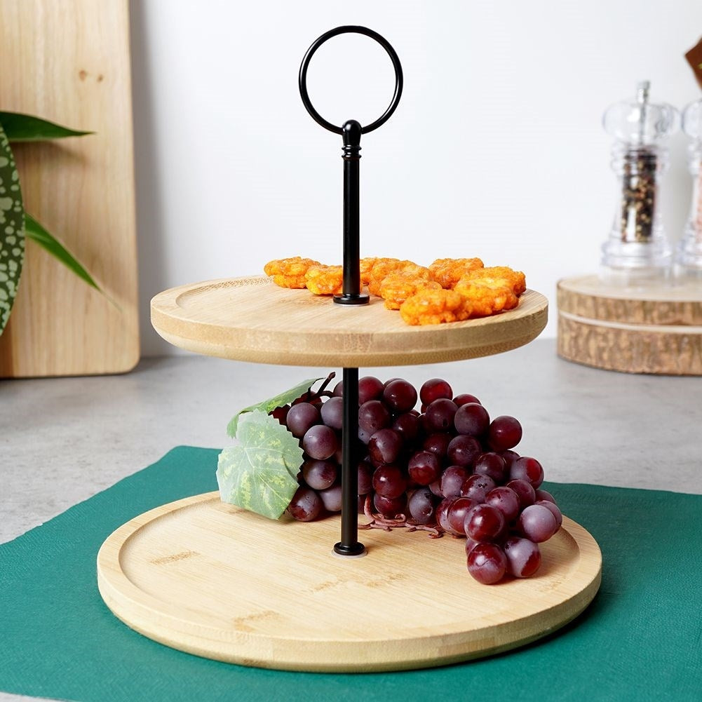 Tvåvånings kakfat för kakor, frukt och snacks