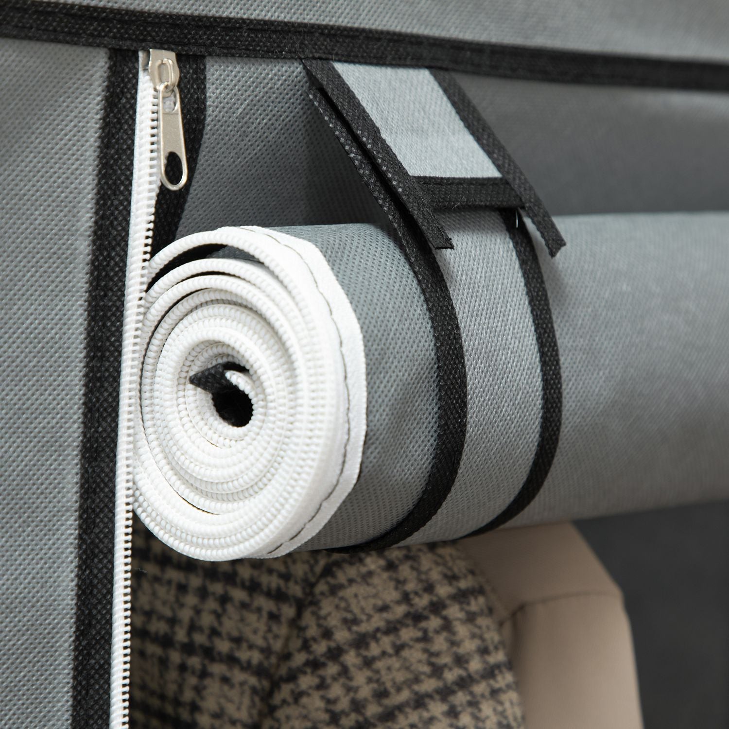 Tyggarderob med skenor, 8 nivåer, hopfällbar, ljusgrå