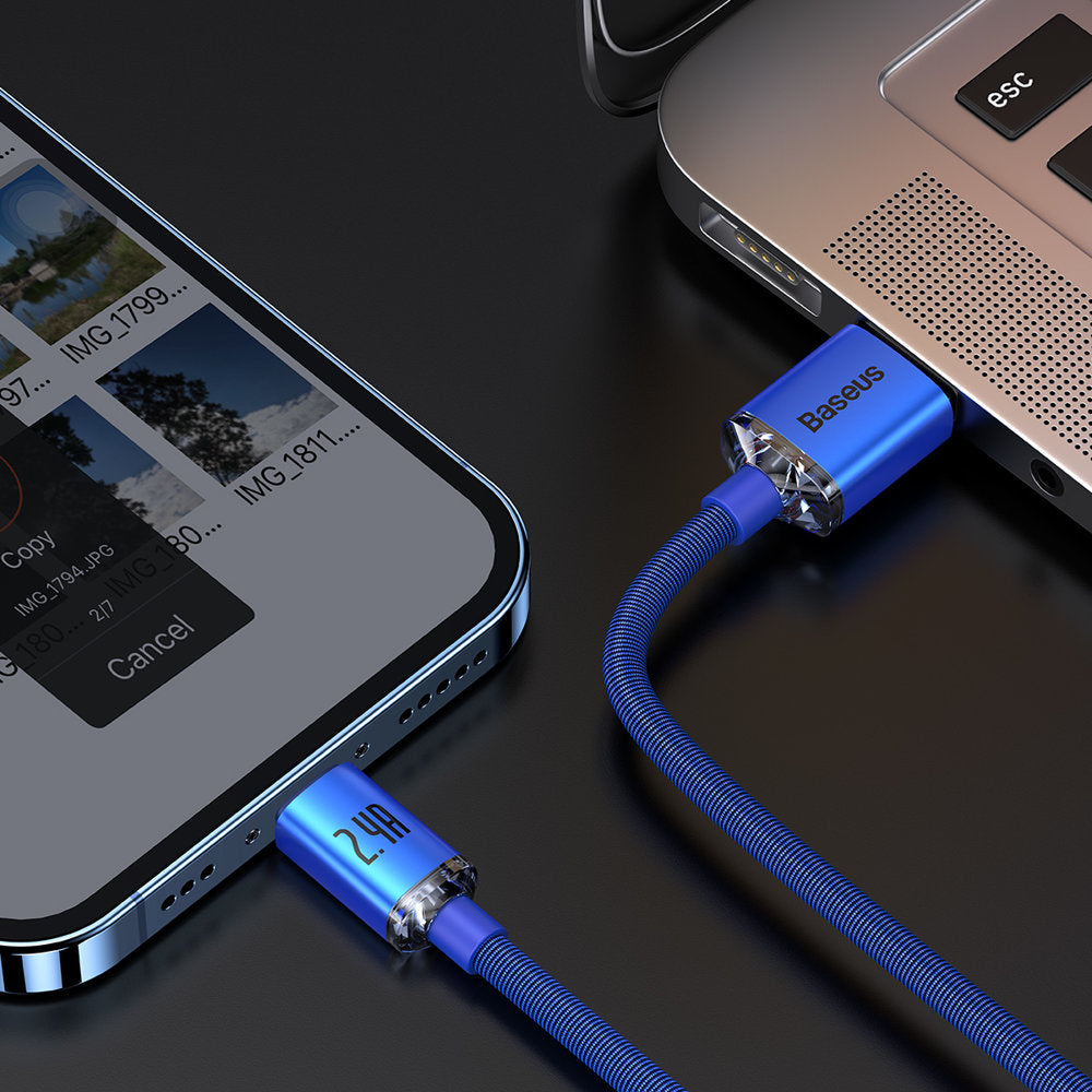 USB - Lightning-kabel för snabb laddning och dataöverföring, 1,2 m, blå