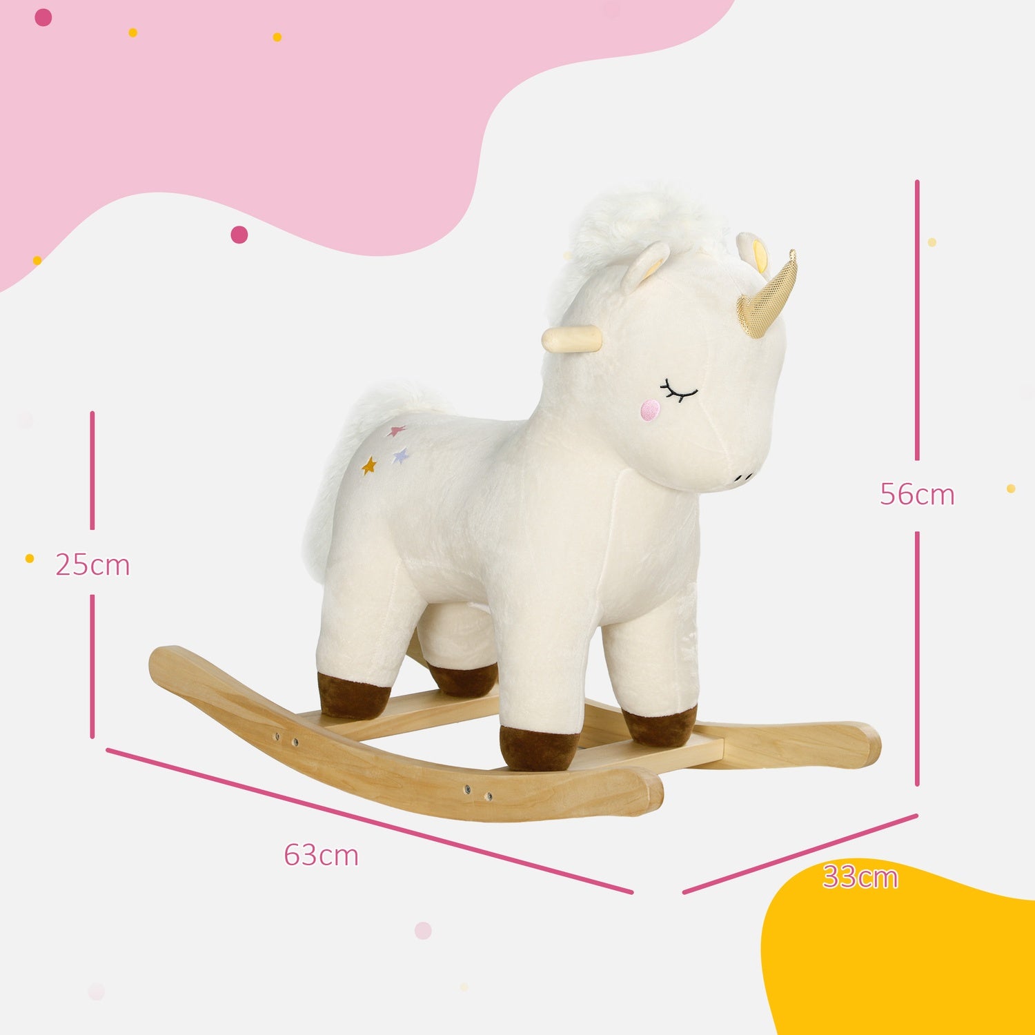 Unicorn gungleksak med ljud – plyschsits för småbarn