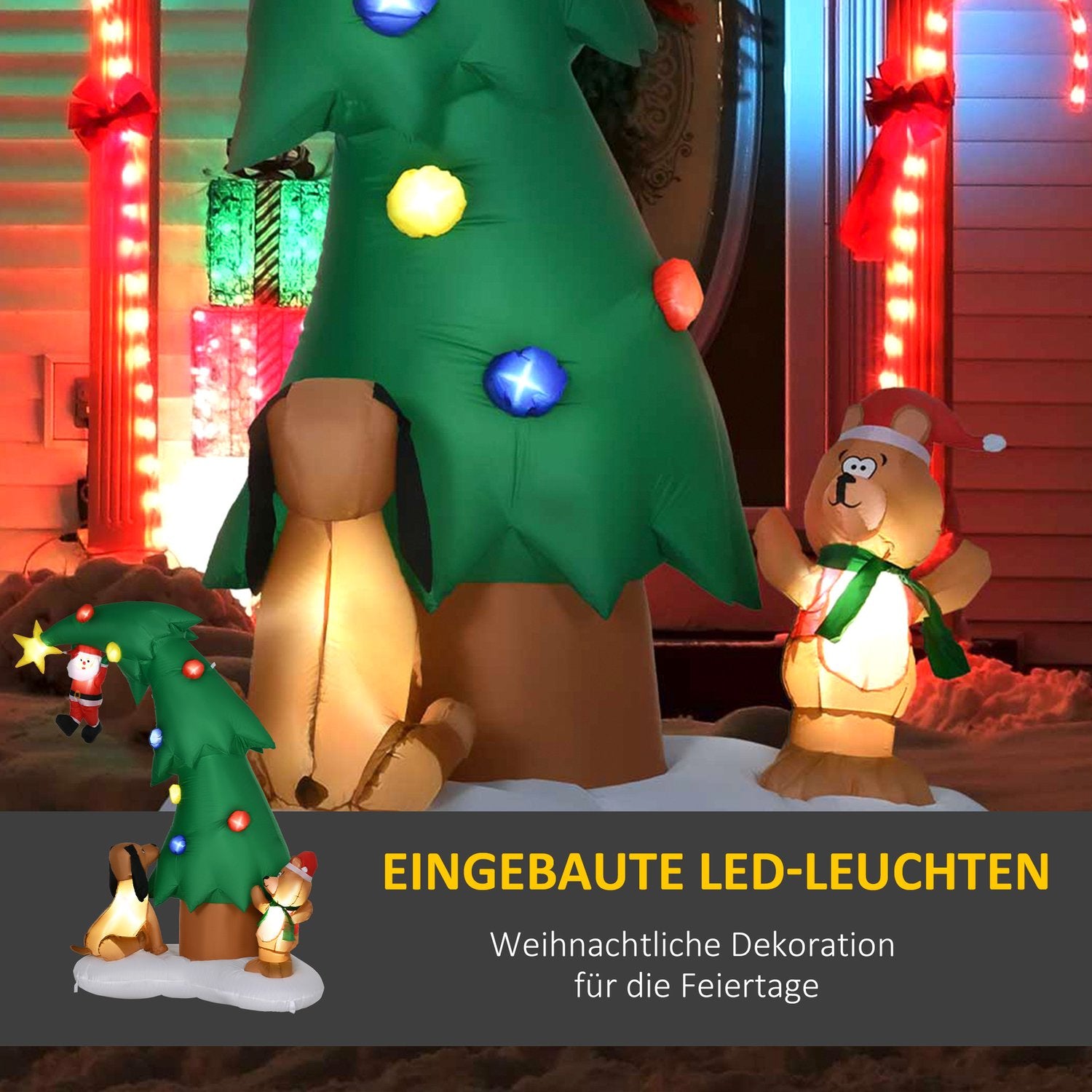 Uppblåsbar 223 Cm Jultomte med LED-ljus – Juldekor