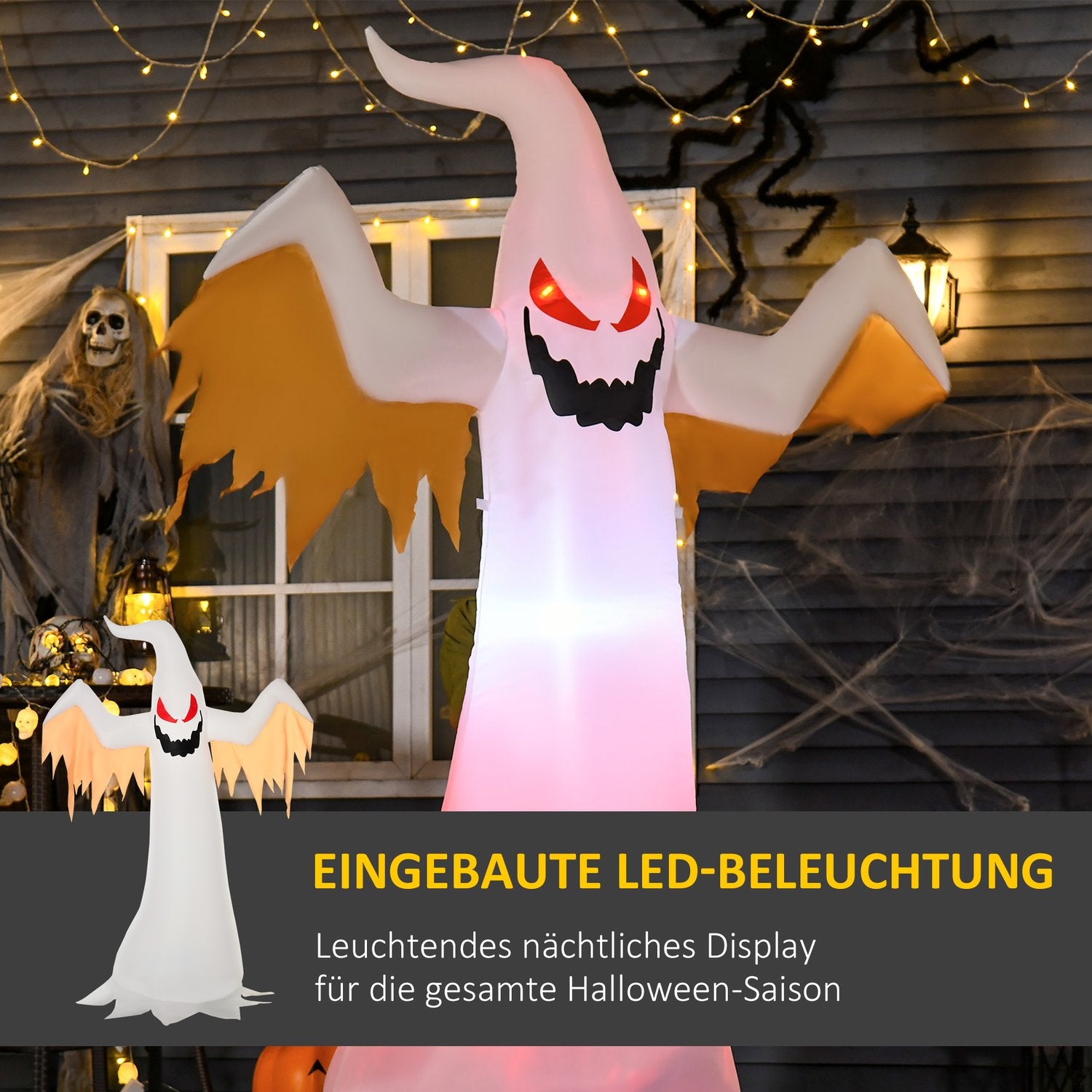 Uppblåsbar Halloween Ghost, 2,4M, LED-lit, väderbeständig