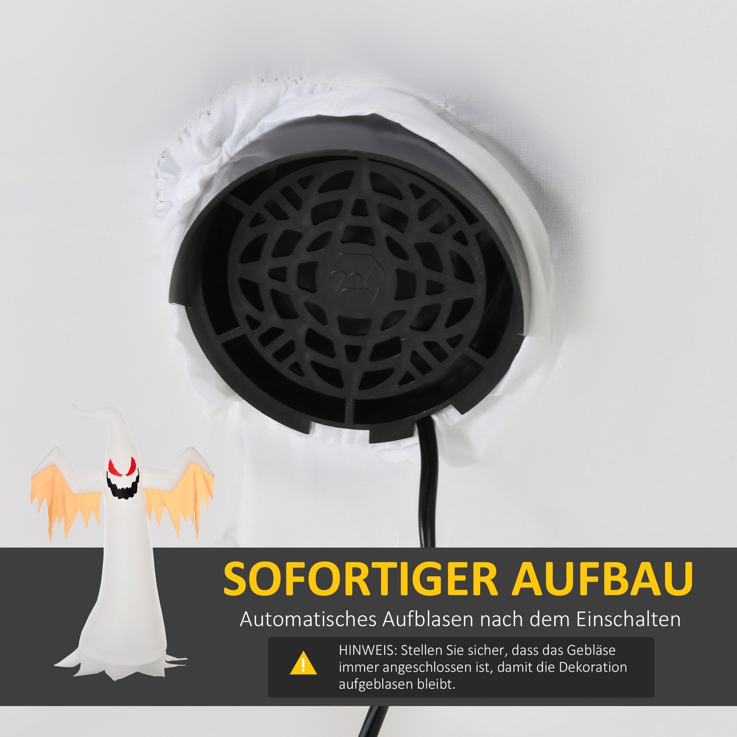 Uppblåsbar Halloween Ghost, 2,4M, LED-lit, väderbeständig