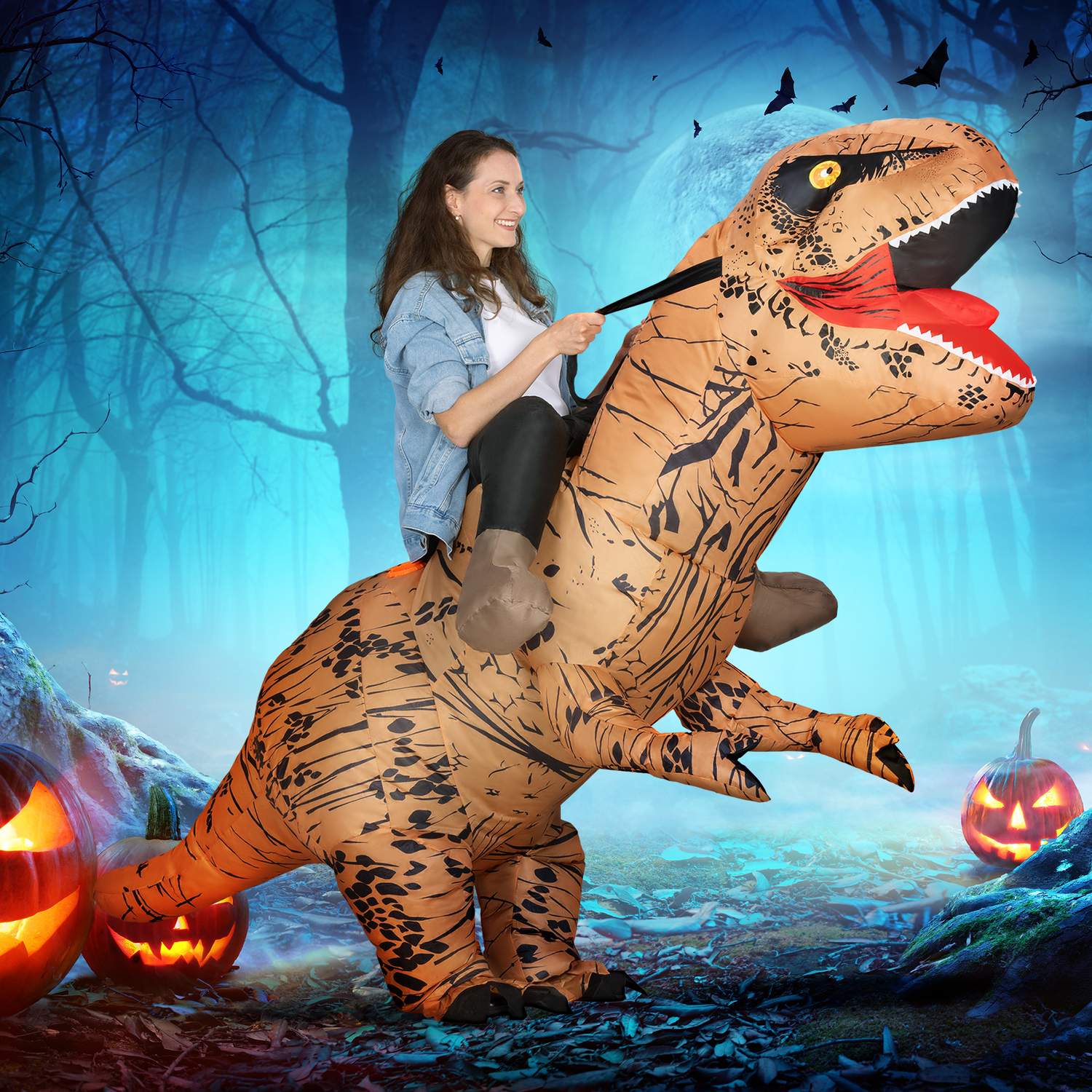 Uppblåsbar dinosauriekostym för vuxna, T-Rex Halloween