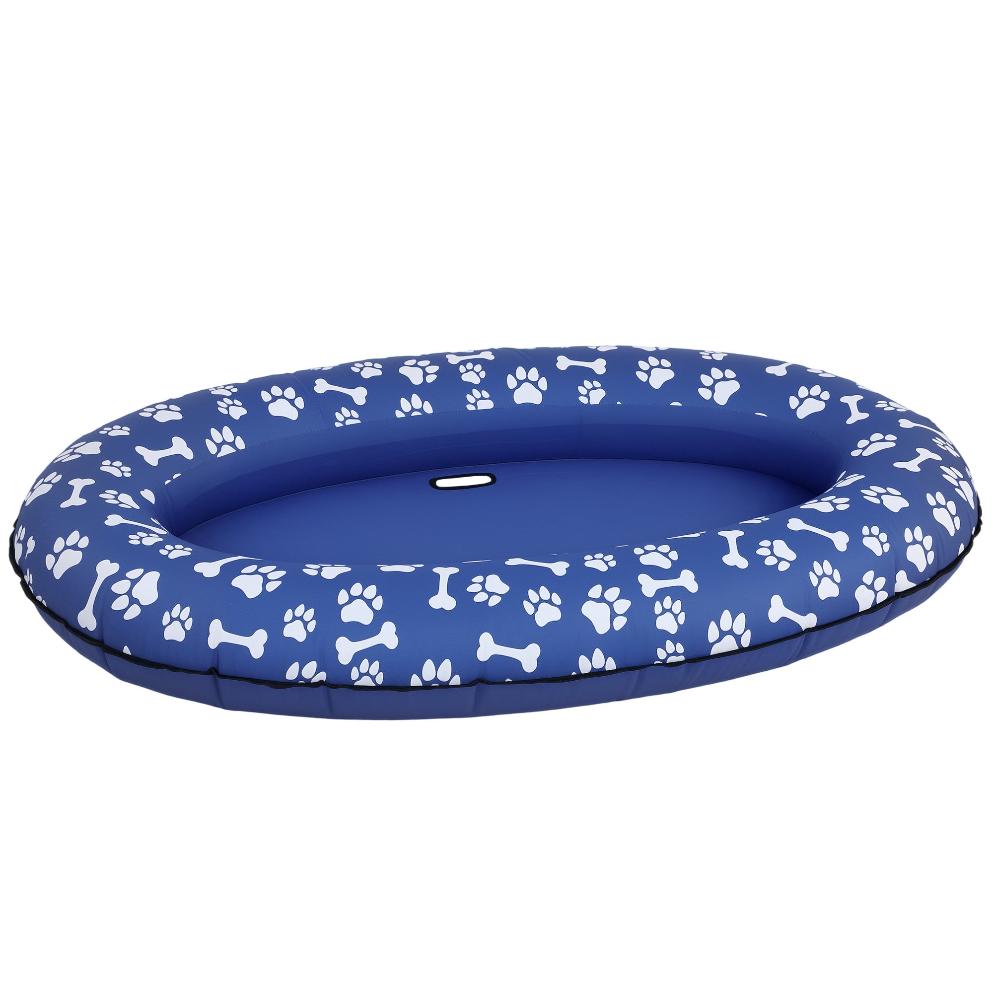 Uppblåsbar hundpoolflotte med handtag, 155x104cm, 40kg