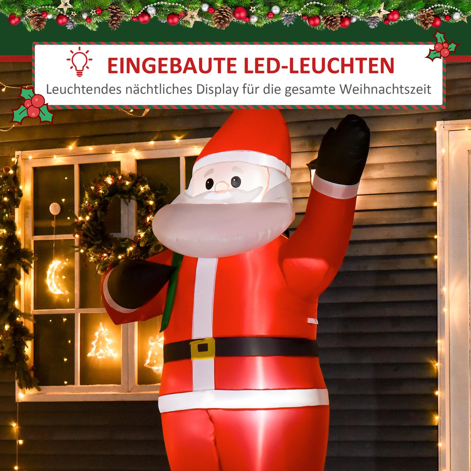 Uppblåsbar jultomte med LED-ljus, 2,4m, inomhus/utomhus
