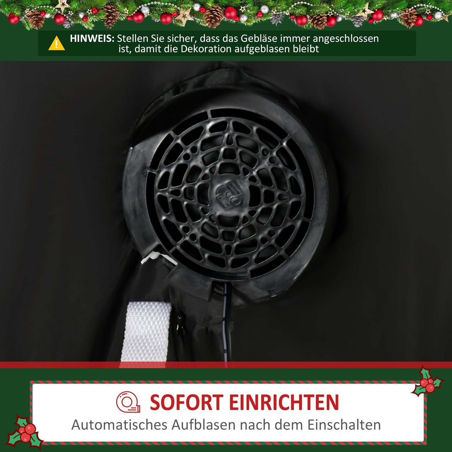Uppblåsbar jultomte med LED-ljus, 2,4m, inomhus/utomhus