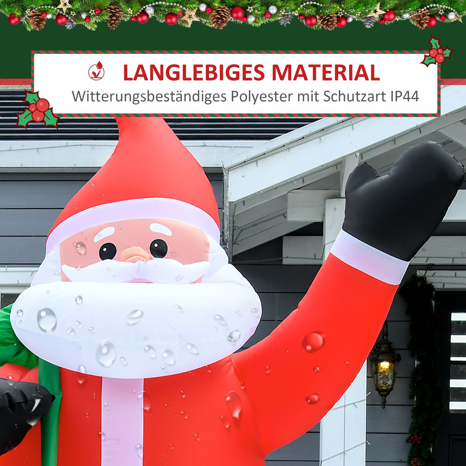 Uppblåsbar jultomte med LED-ljus, 2,4m, inomhus/utomhus