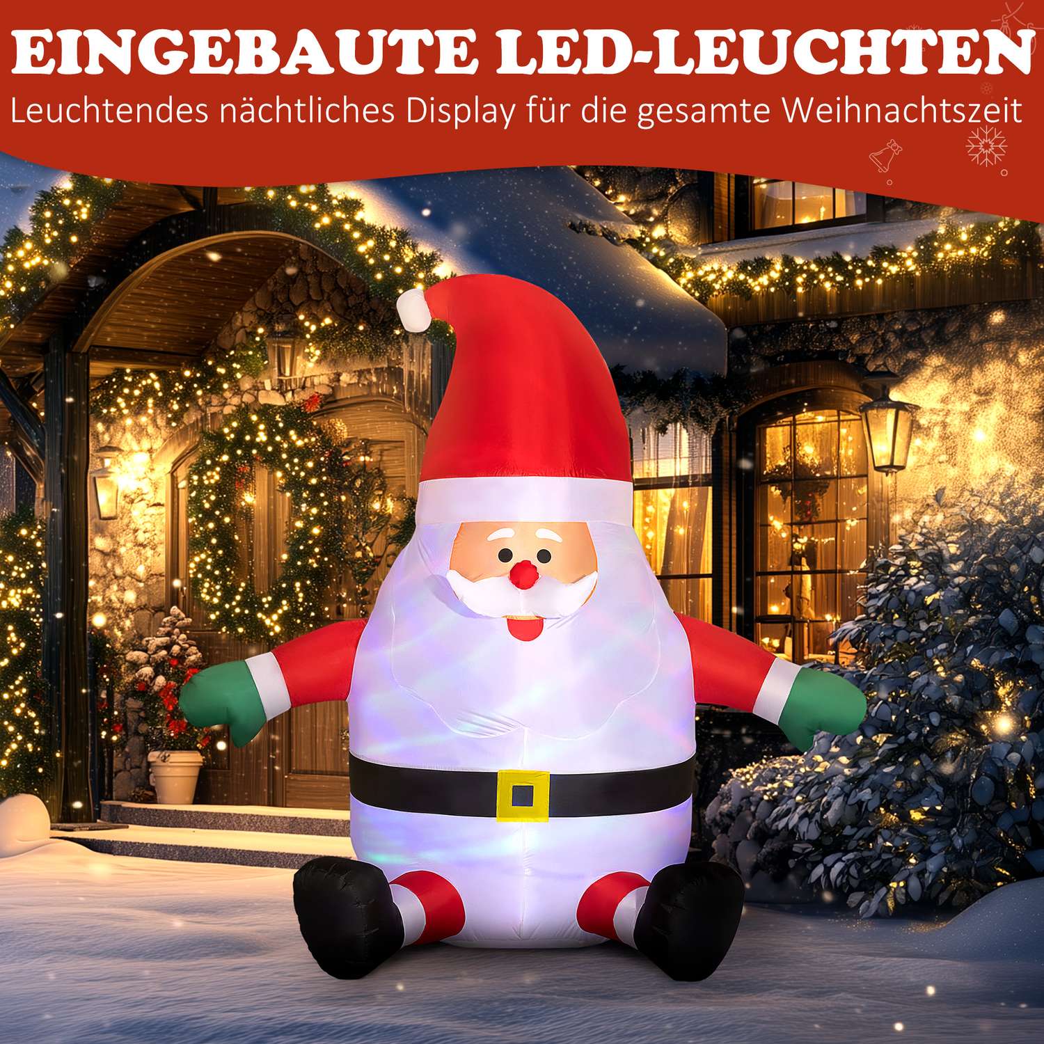 Uppblåsbar 6ft Santa Claus med LED-ljusboll för utomhusbruk