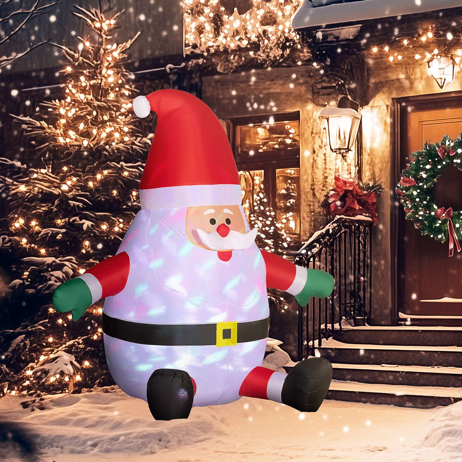 Uppblåsbar 6ft Santa Claus med LED-ljusboll för utomhusbruk
