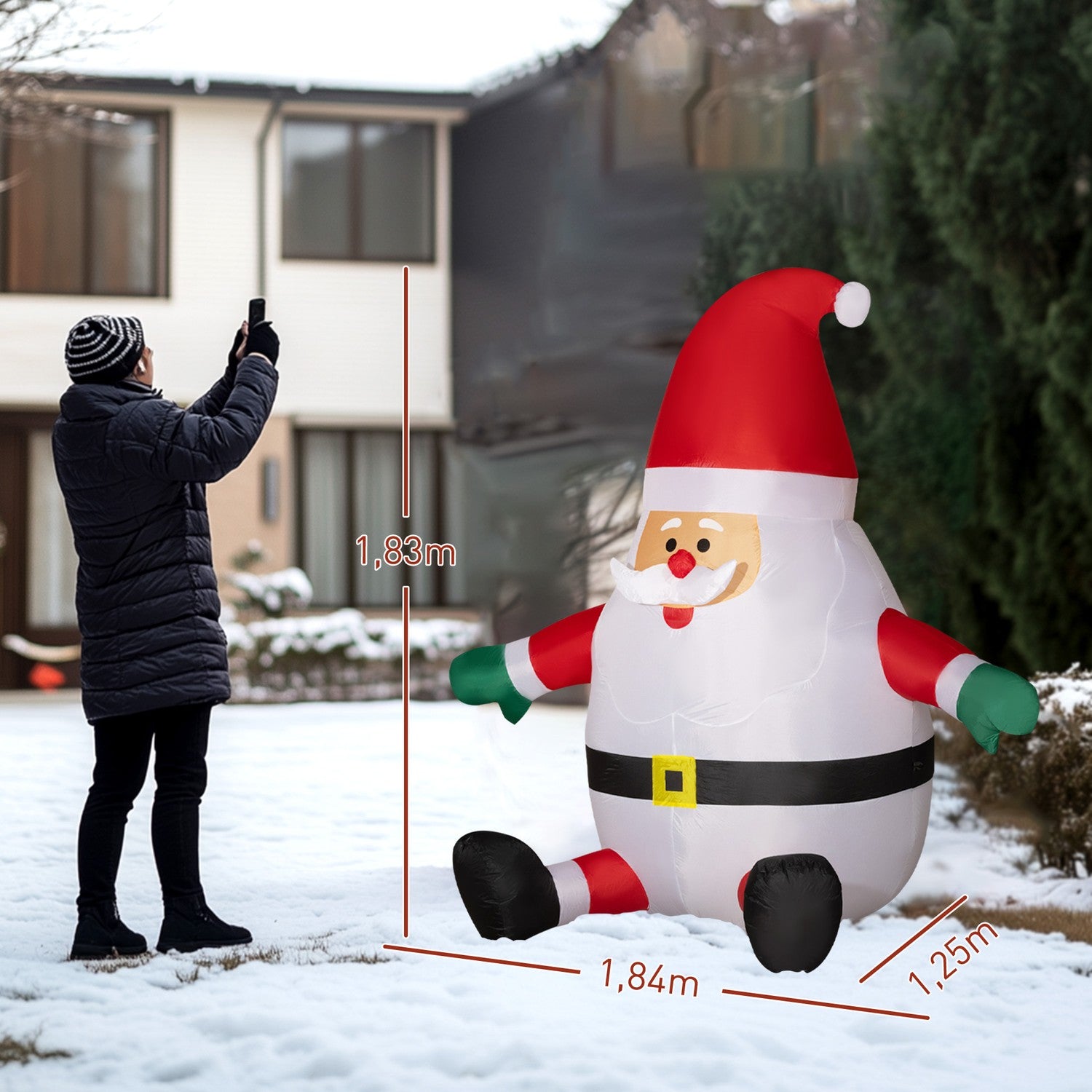 Uppblåsbar 6ft Santa Claus med LED-ljusboll för utomhusbruk