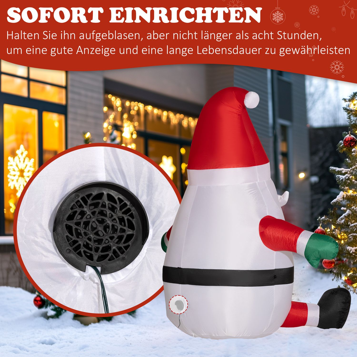 Uppblåsbar 6ft Santa Claus med LED-ljusboll för utomhusbruk