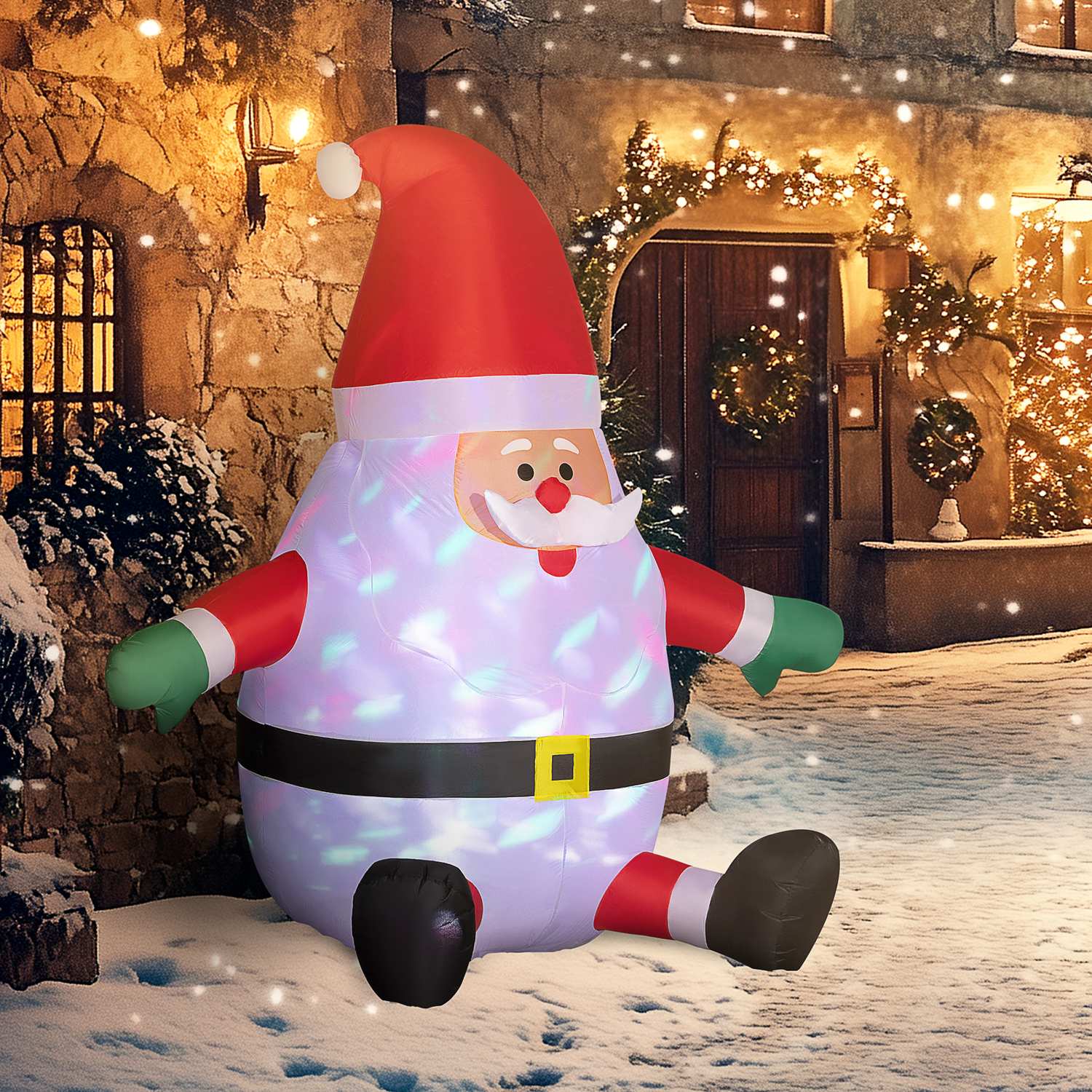 Uppblåsbar 6ft Santa Claus med LED-ljusboll för utomhusbruk