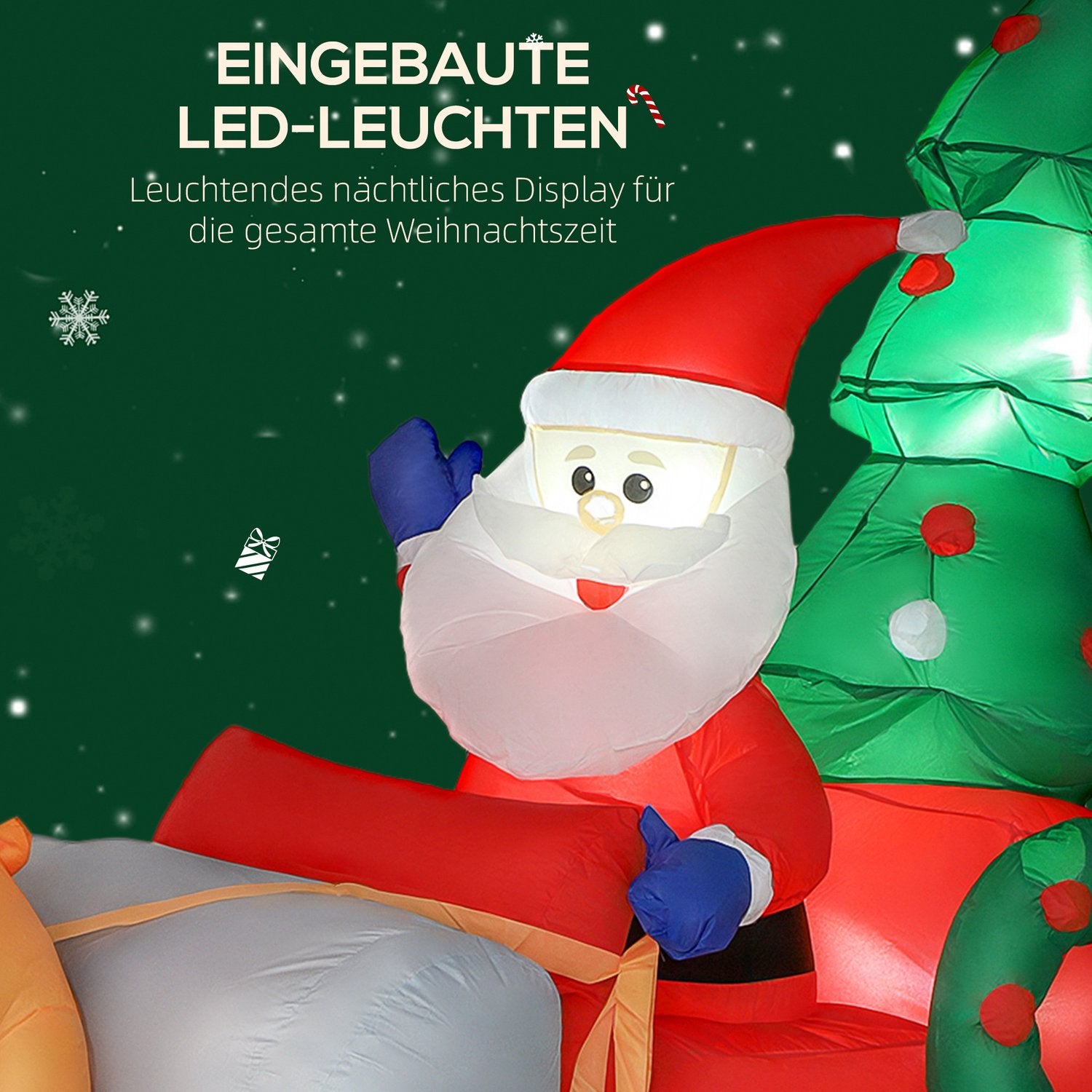 Uppblåsbar julsläde med LED-ljus, polyester