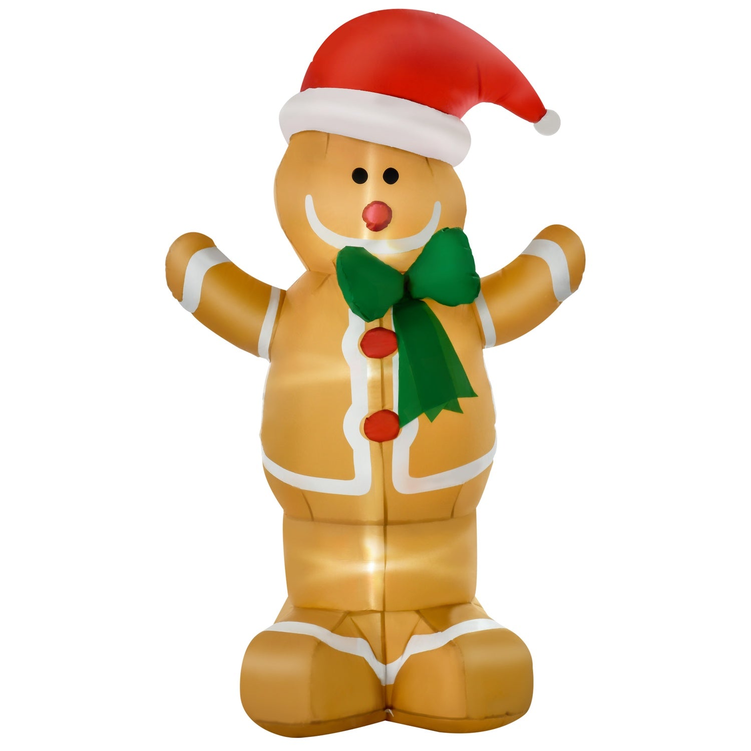Uppblåsbar pepparkaksgubbe med LED-lampor, 183 cm utomhusdekor