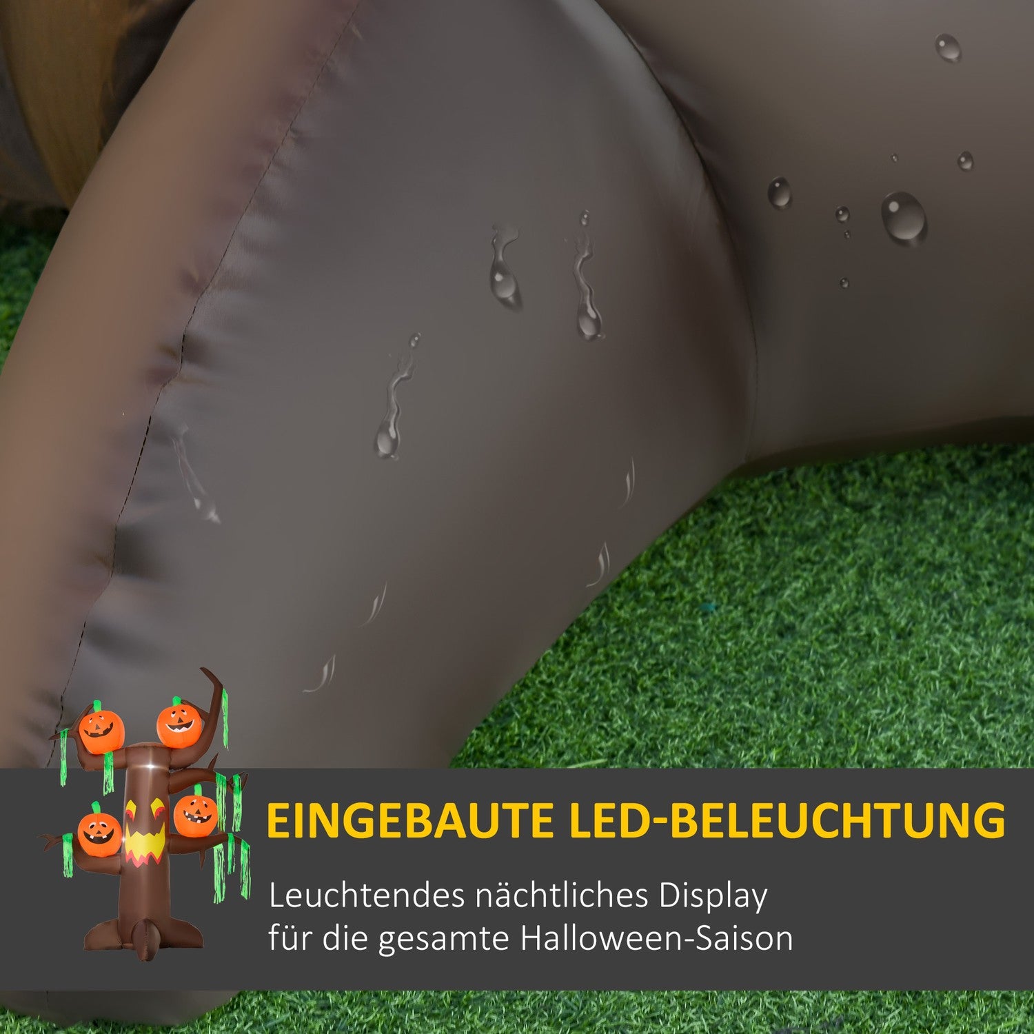 Uppblåsbart Halloweenträd med pumpa & LED-lampor, 180cm