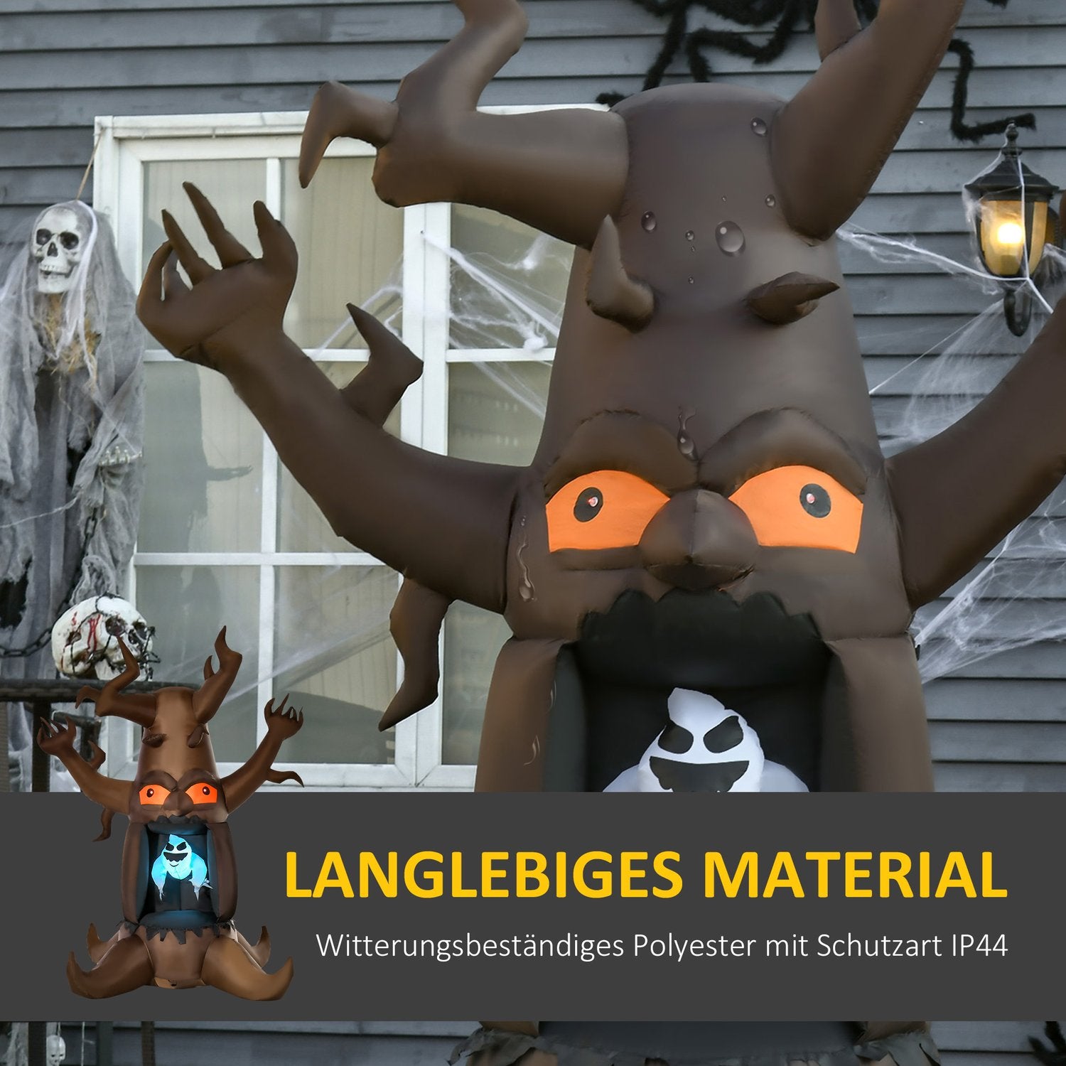 Uppblåsbart Halloween-spökträd med ljus, 180x140x240 cm