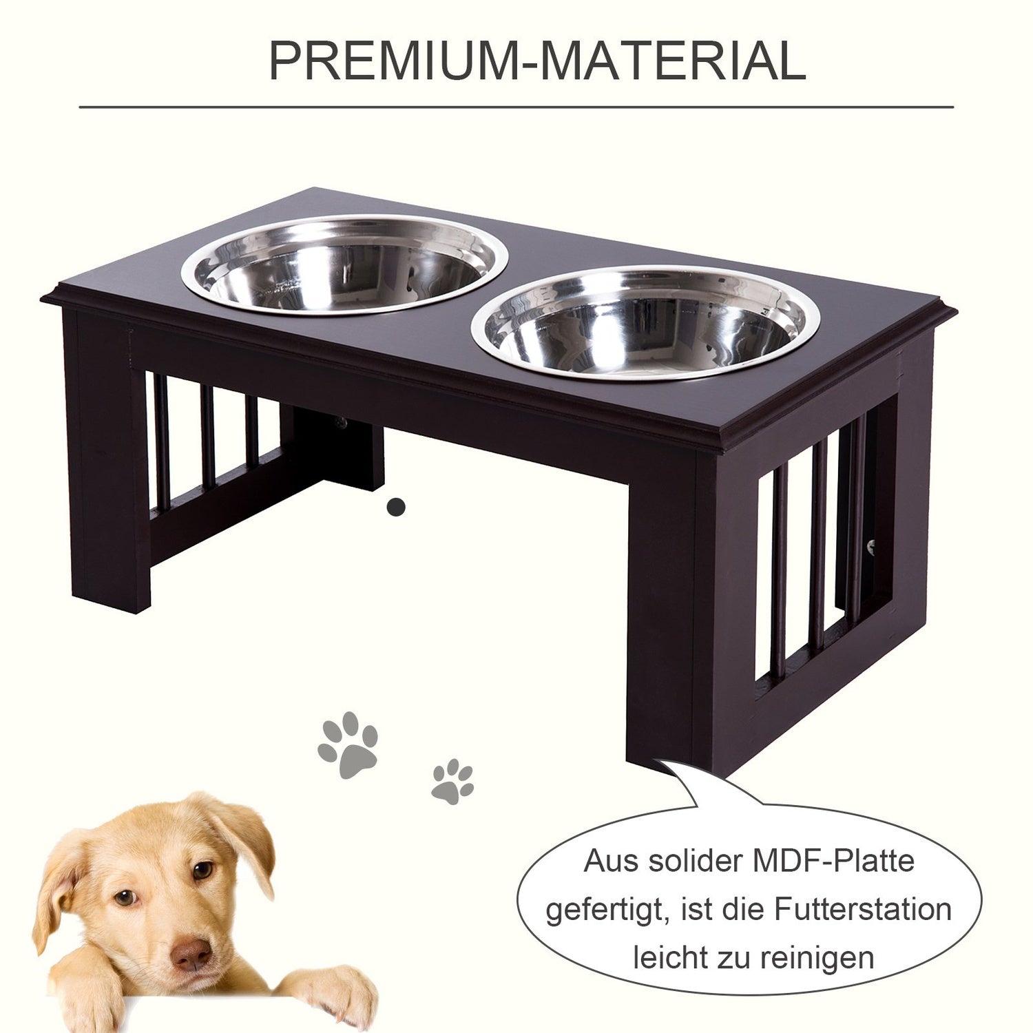 Upphöjd hundskålstativ – rostfritt stål, 23""x12""x10""