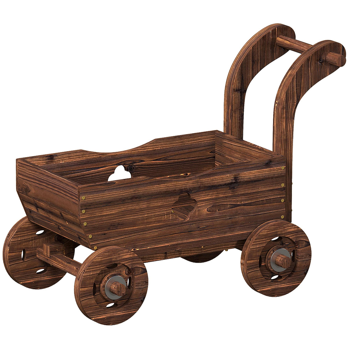 Opphøyet plantekasse i tre med hjul – 68 x 38 x 52 cm