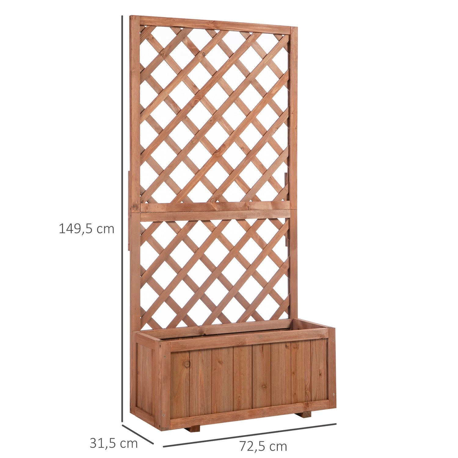 Upphöjd träsäng med spaljé – 72,5x31,5x149,5 cm