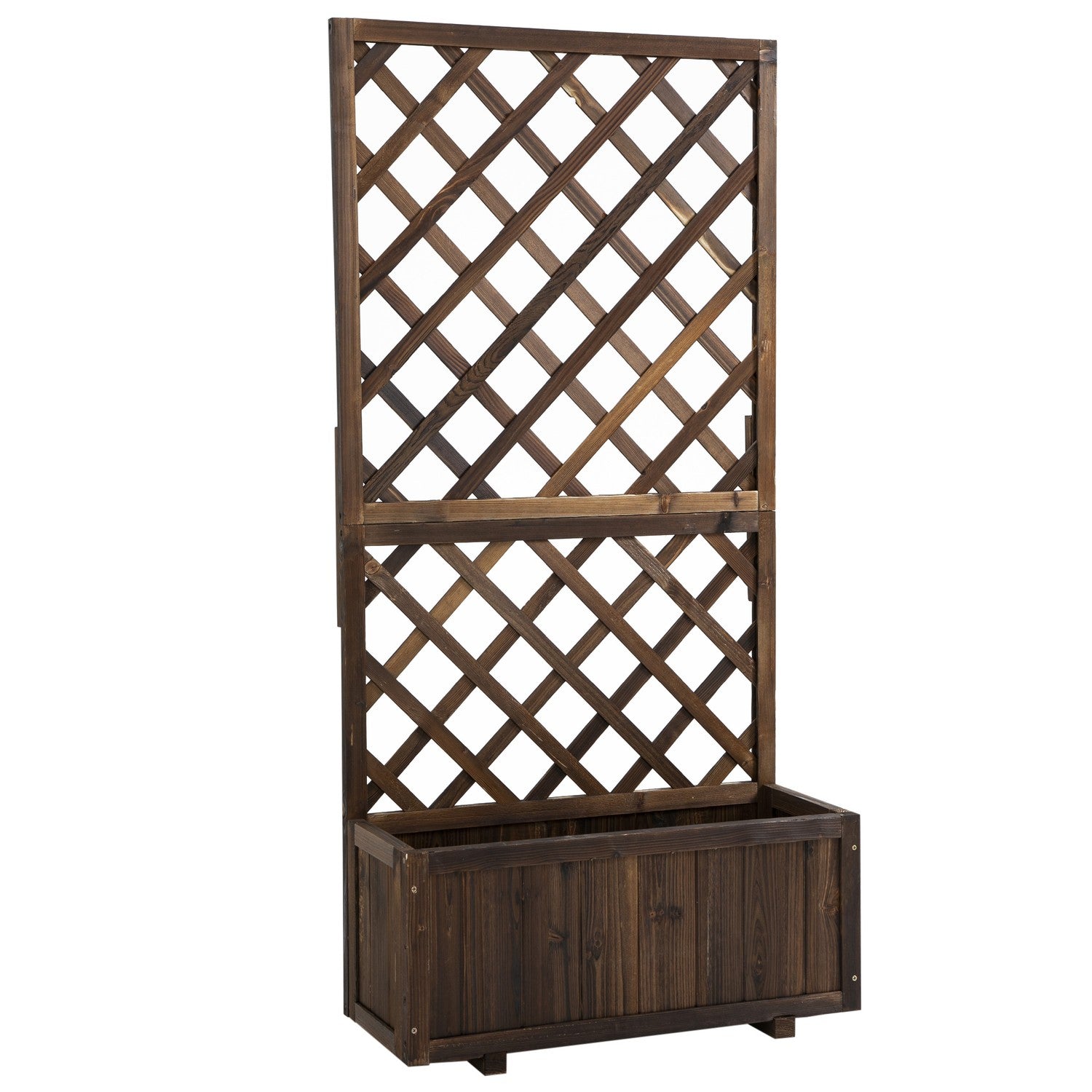 Upphöjd träsäng och spaljé för klätterväxter, 72,5x31,5x149,5 cm