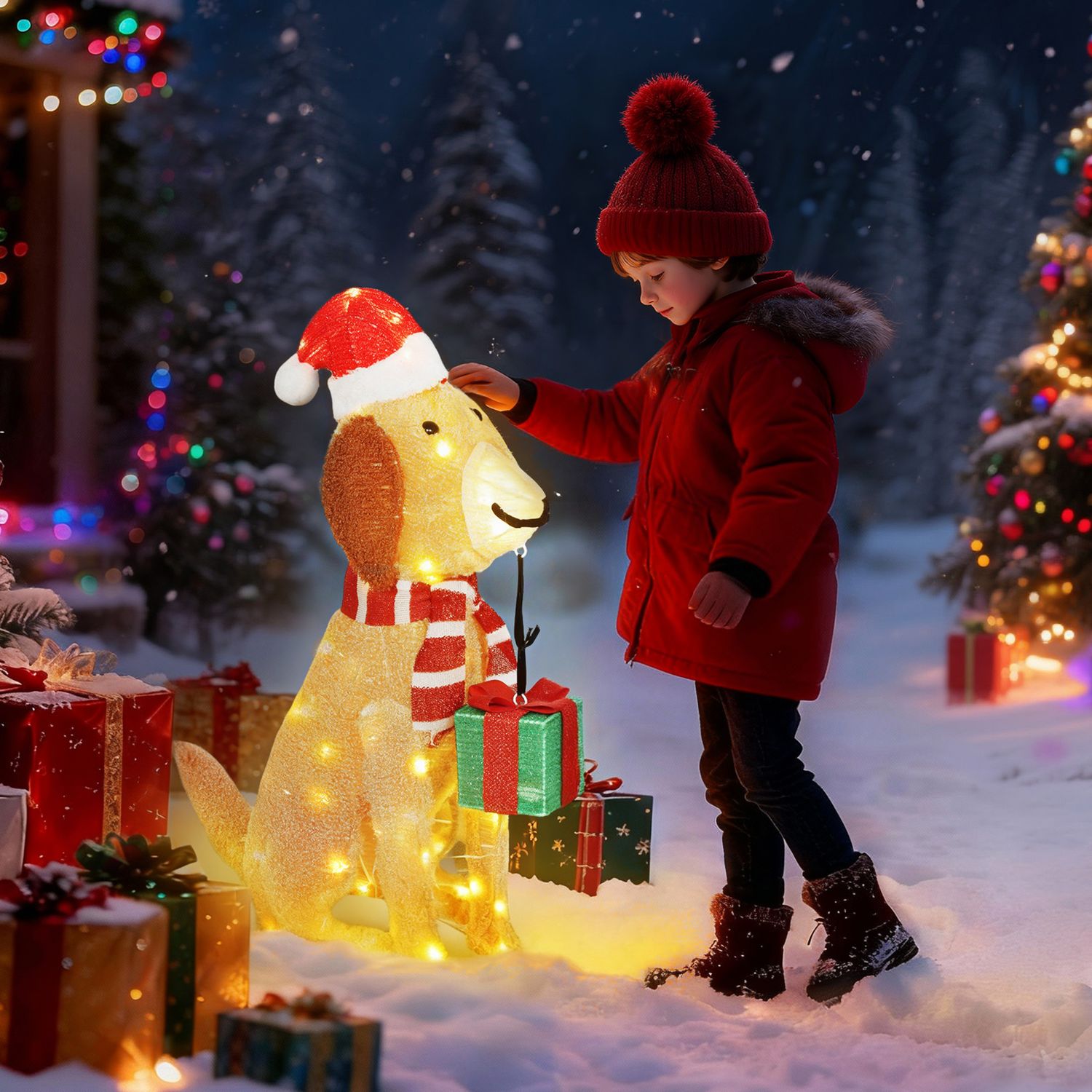 Upplyst julvalp med 74 LED-lampor, 64x20x70 cm
