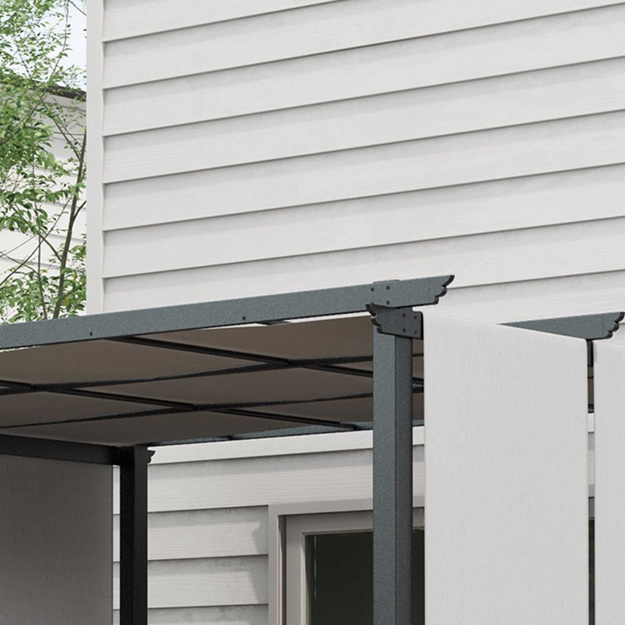 Utdragbar pergola 3x3,5m, stålram, UV-skydd