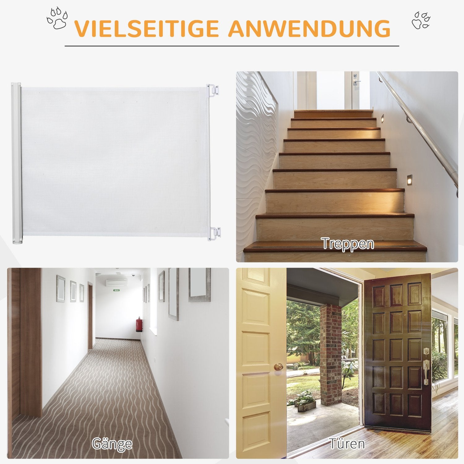 Utdragbar säkerhetstrappgrind – Vit PVC, 115x82,5 cm