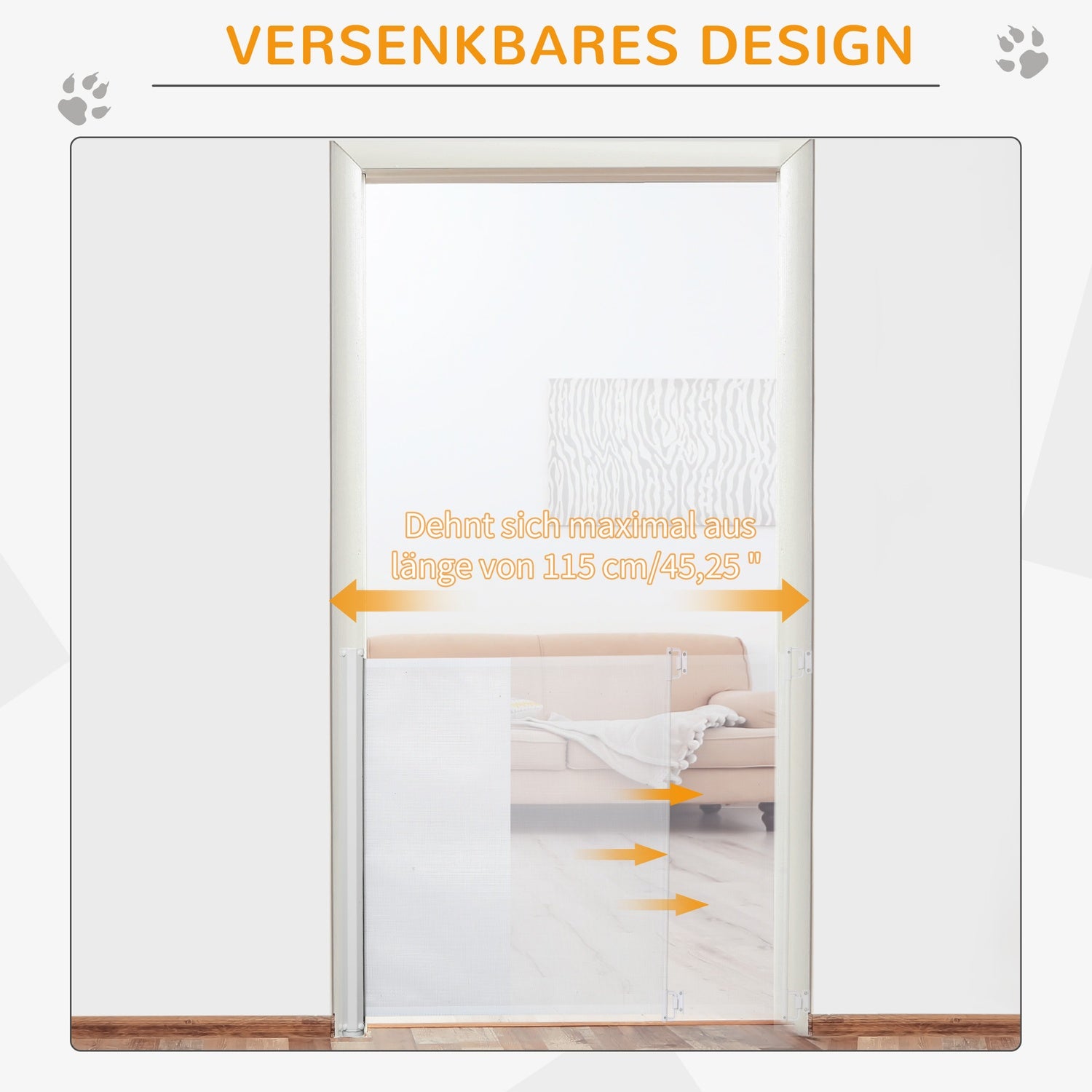 Utdragbar säkerhetstrappgrind – Vit PVC, 115x82,5 cm
