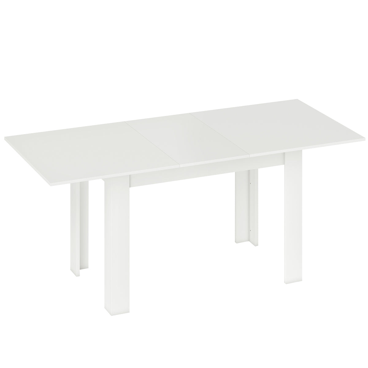 Uttrekkbart spisebord, 140–180 x 80 cm, hvitt