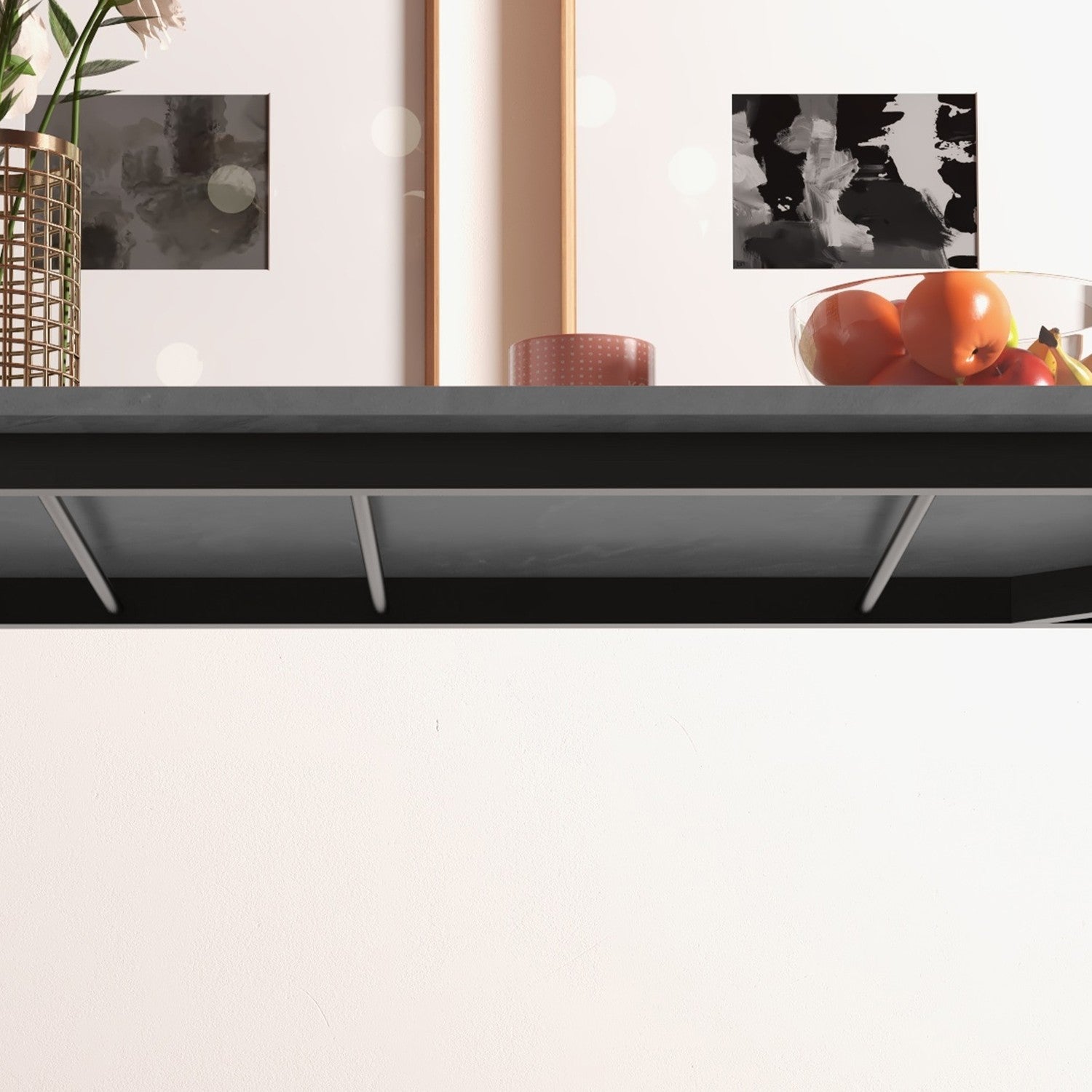 Utdragbart matbord för 6 – Mörkgrått stål, 110-160cm