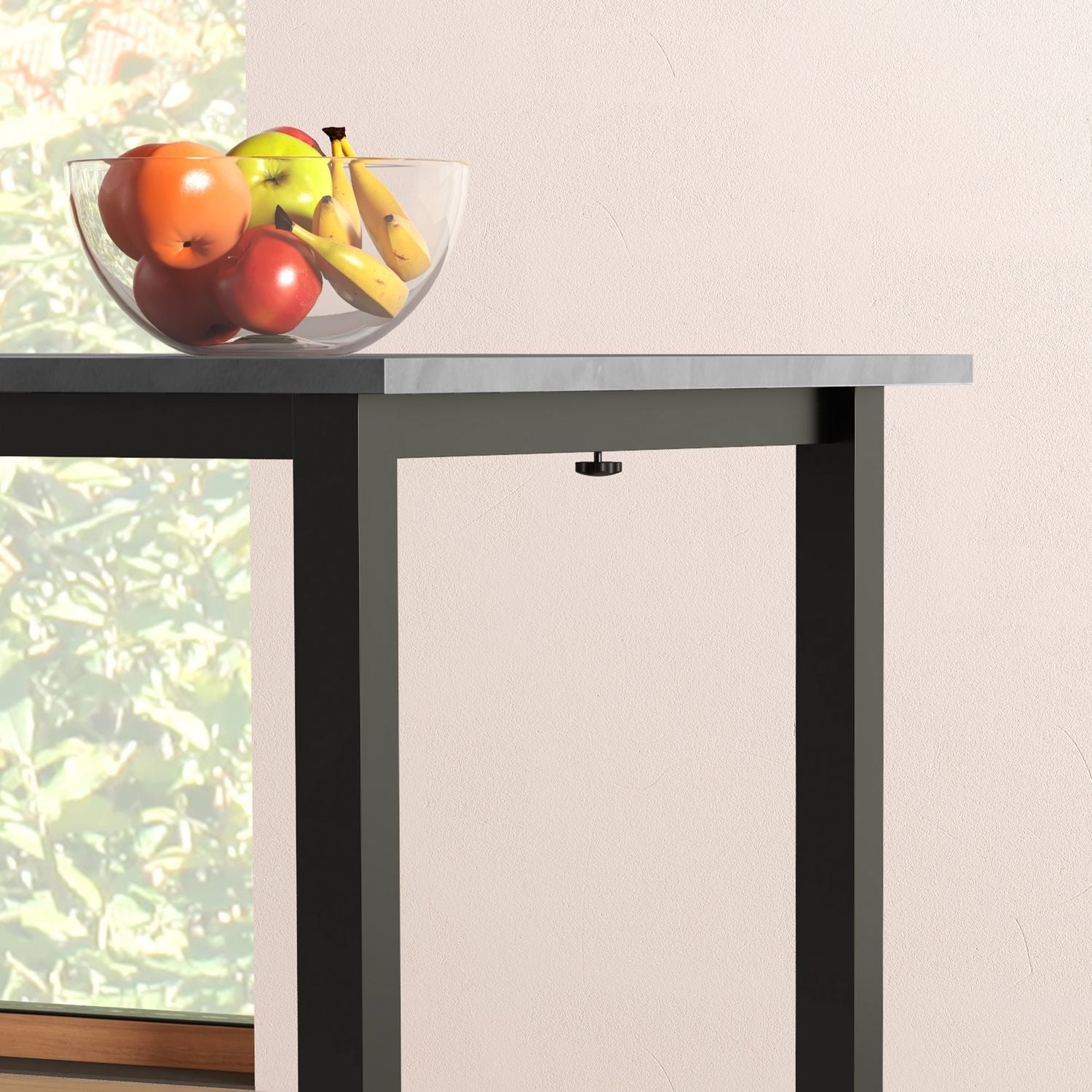 Utdragbart matbord för 6 – Mörkgrått stål, 110-160cm