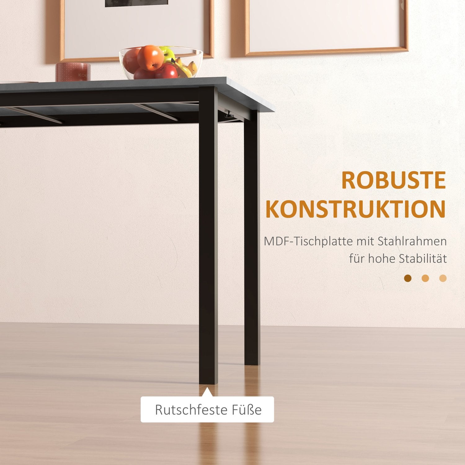 Utdragbart matbord för 6 – Mörkgrått stål, 110-160cm
