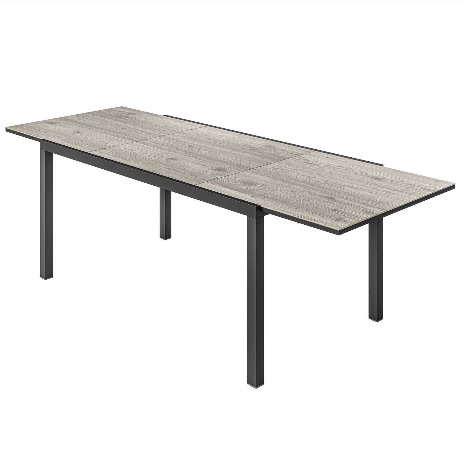 Utdragbart trädgårdsmatbord i aluminium, 6-8 platser, grått