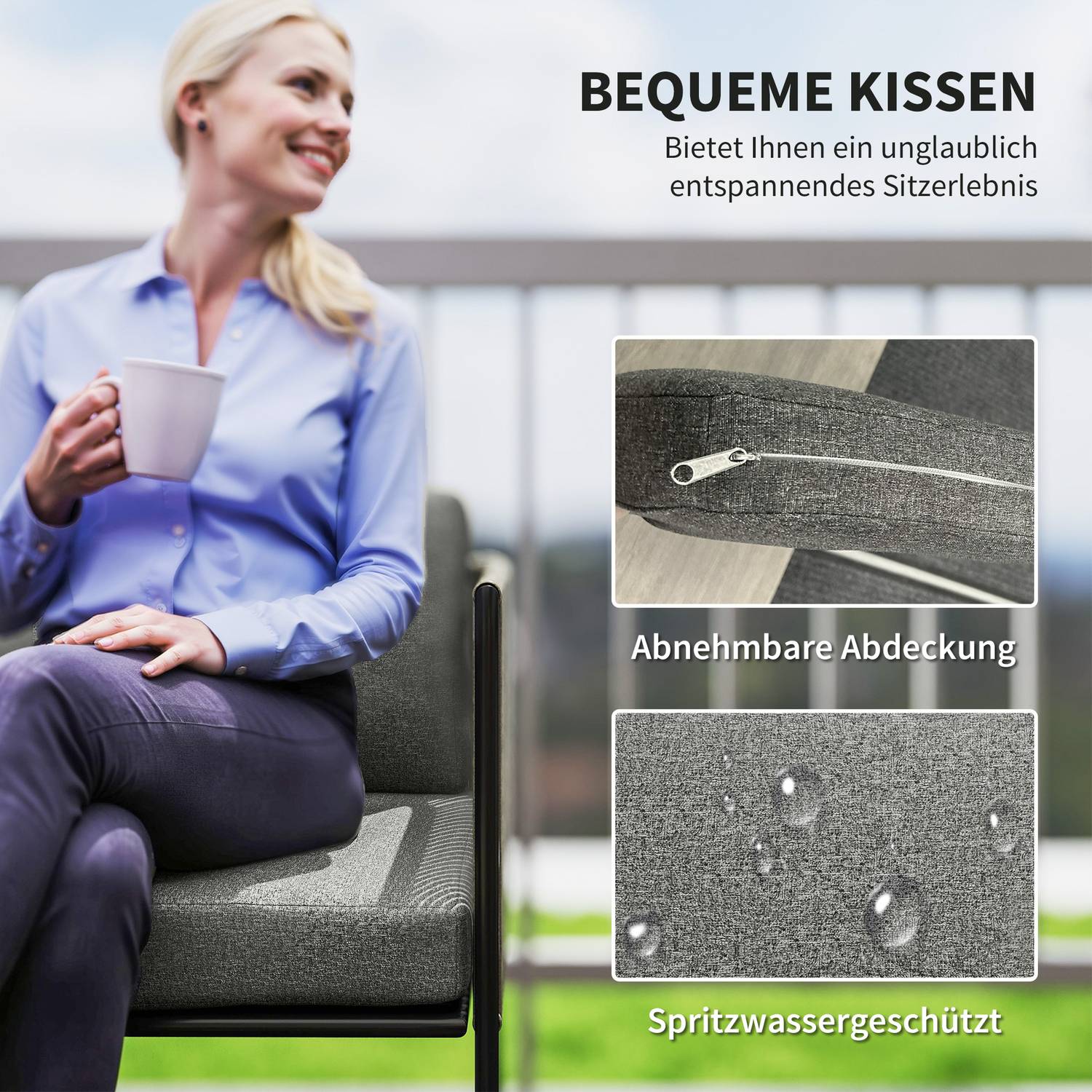 Utemöbler i polyrattan, väderbeständig för 4 personer