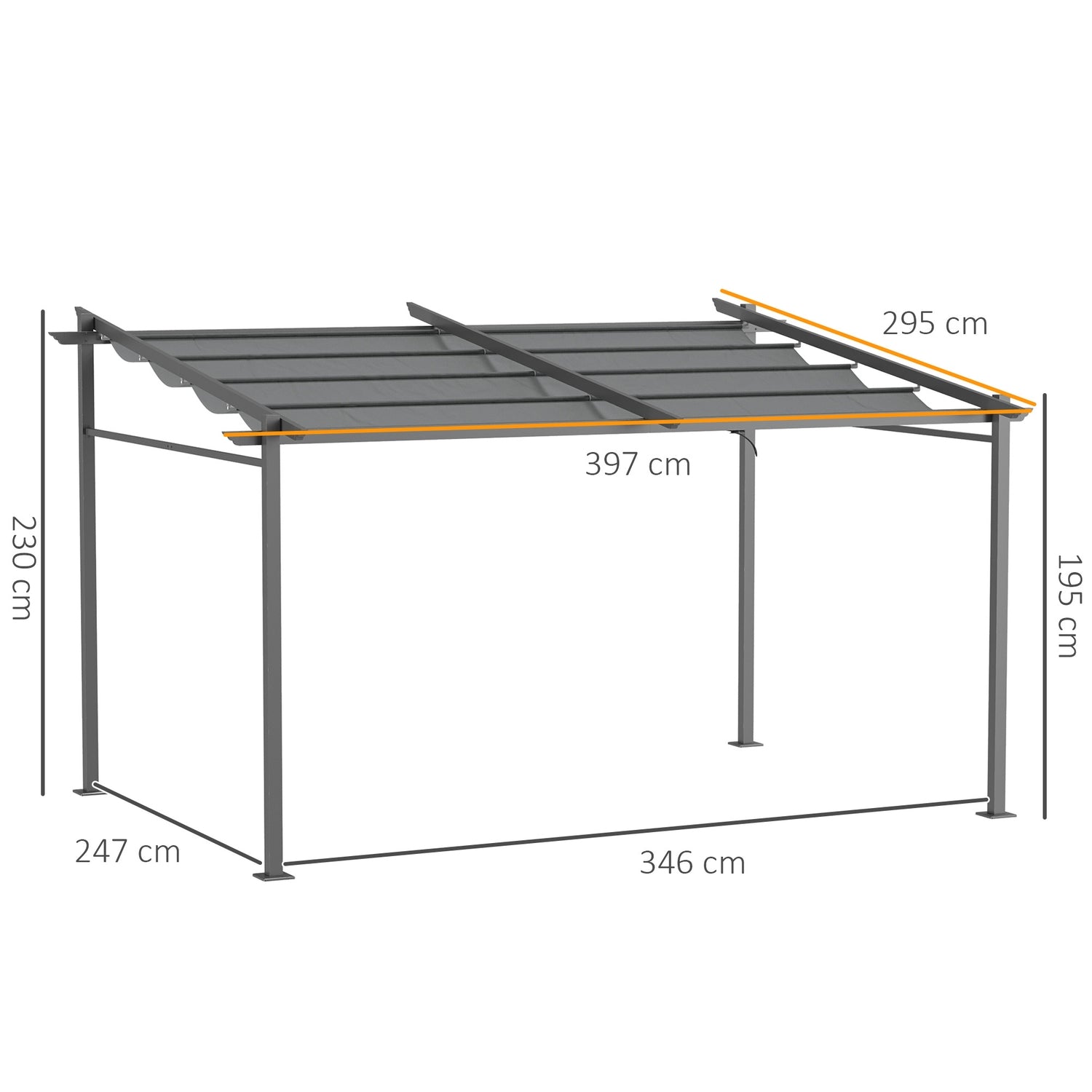 Aluminium Pergola 4x3m, Justerbart tak, UV-skydd